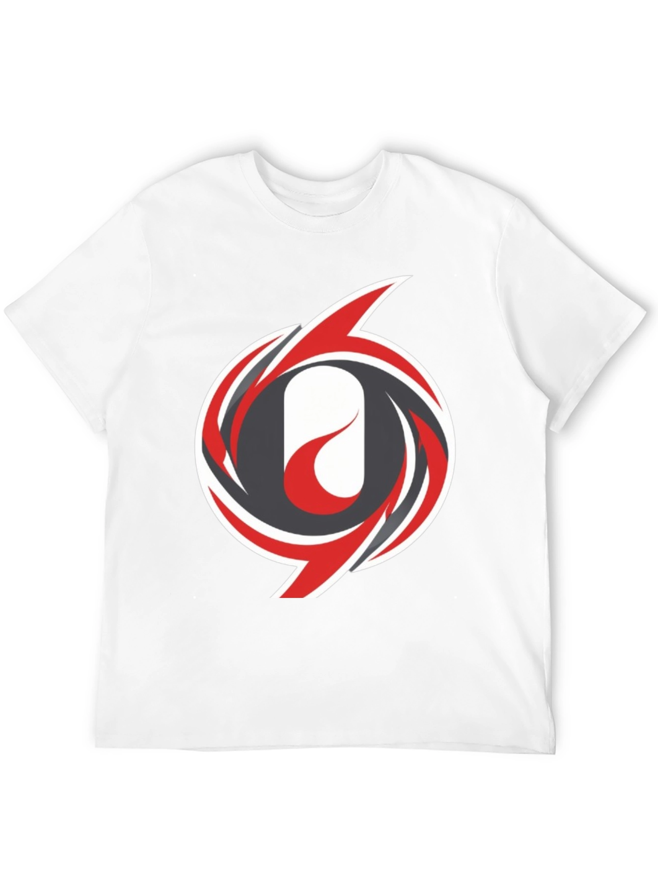 Mens Black T-Shirt with Abstract Swirl Design