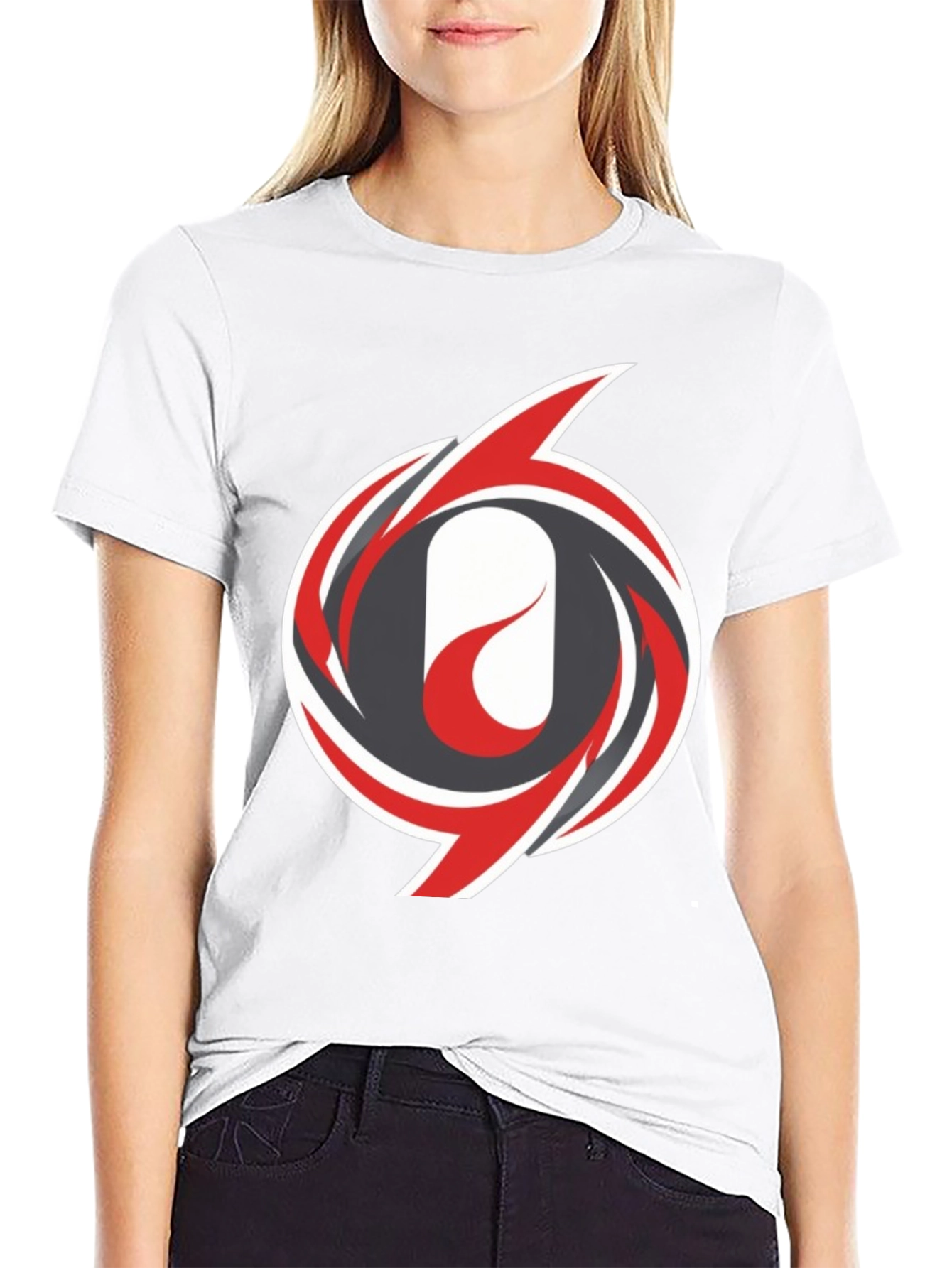 Mens Black T-Shirt with Abstract Swirl Design