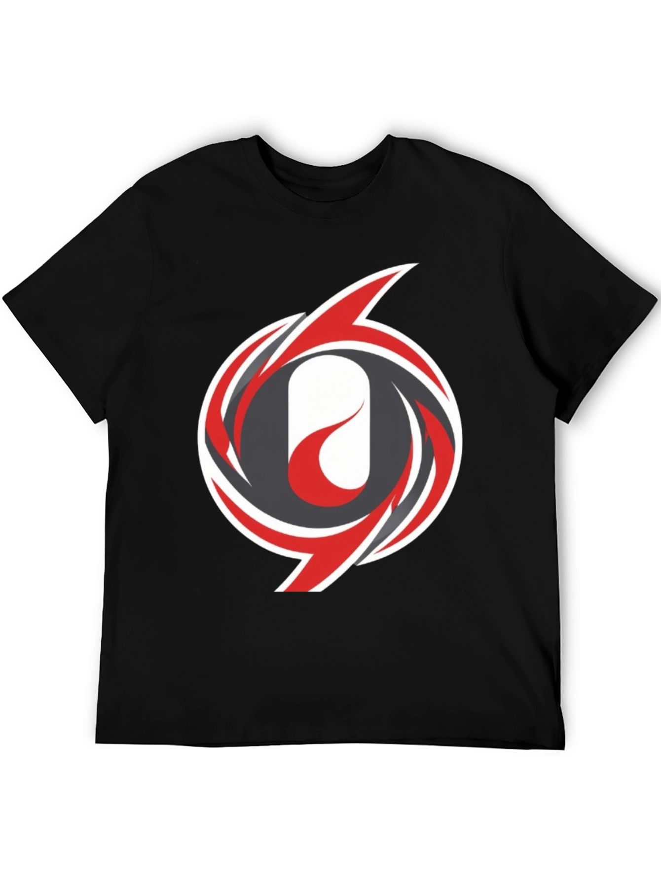Mens Black T-Shirt with Abstract Swirl Design
