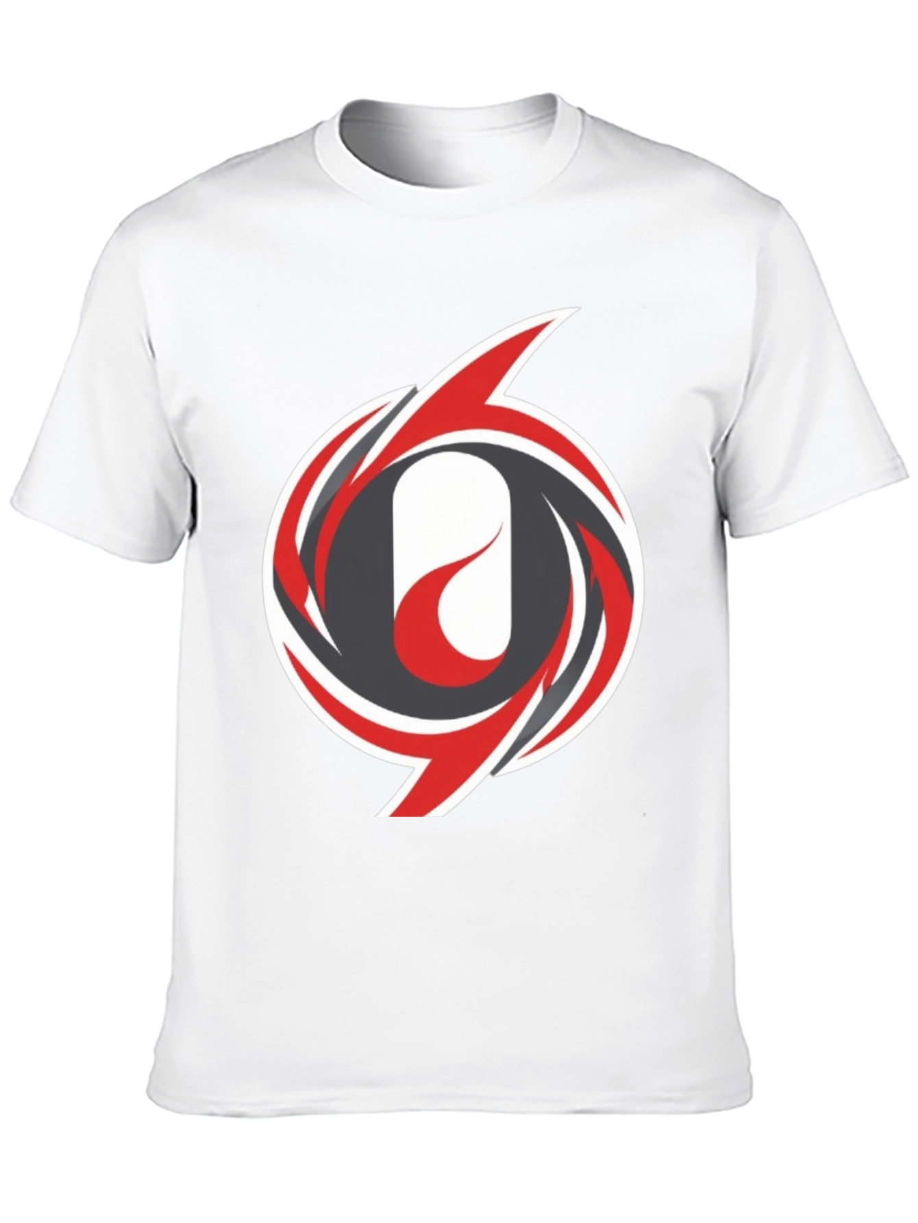 Mens Black T-Shirt with Abstract Swirl Design