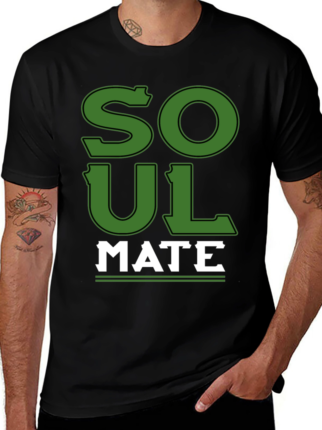 Soul Mate Graphic Print Black T-Shirt