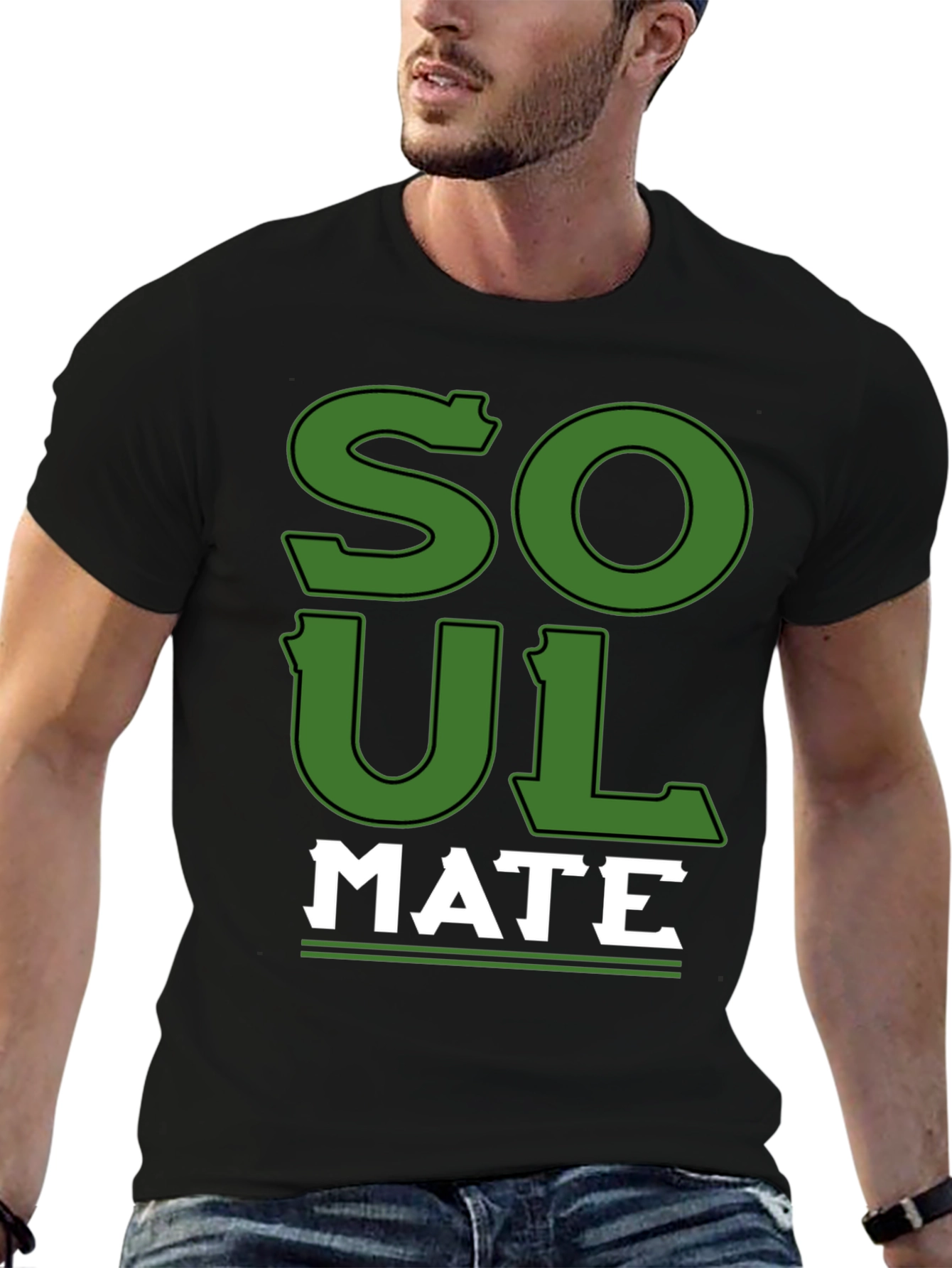 Soul Mate Graphic Print Black T-Shirt