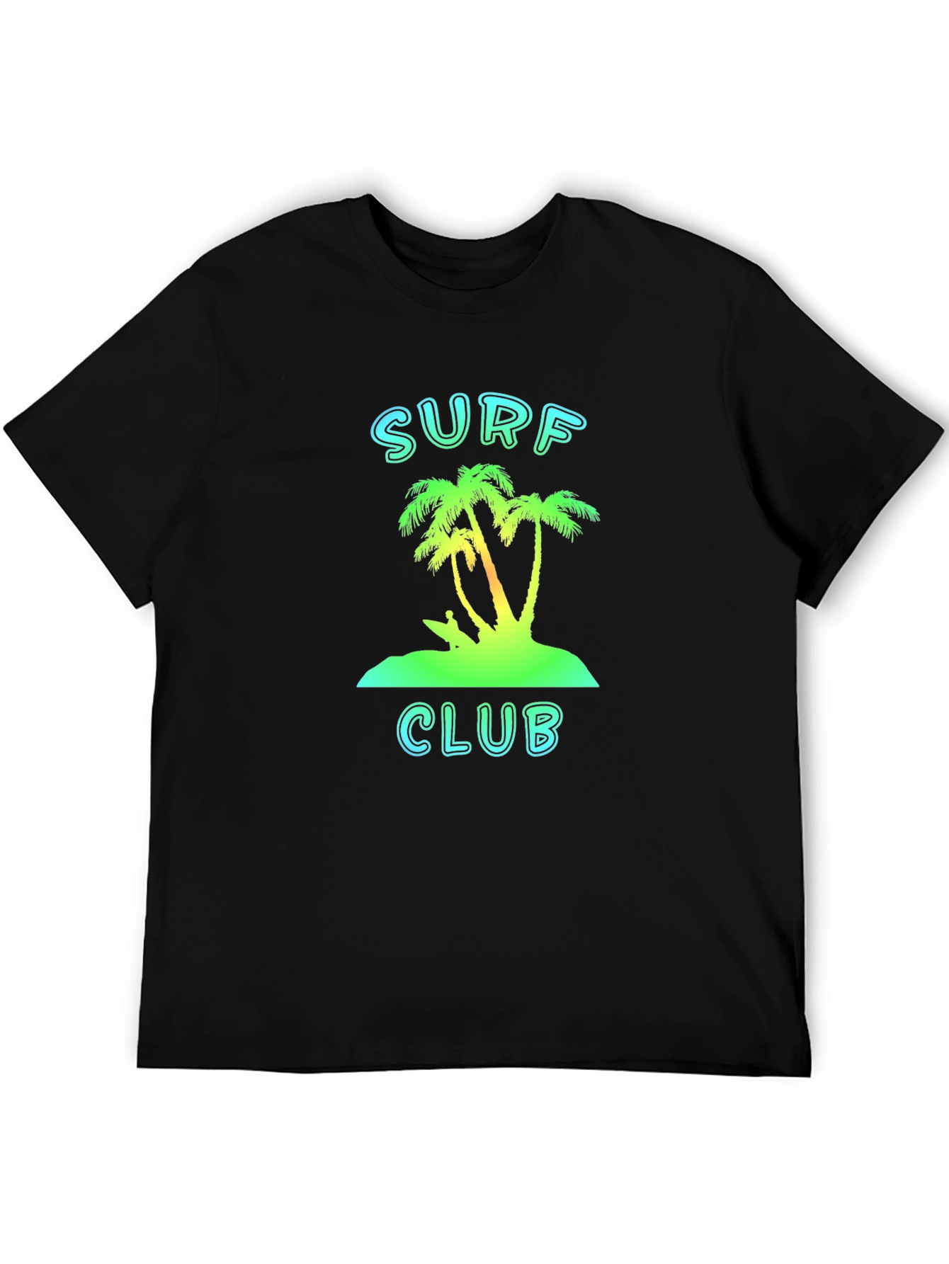 Surf Club Black T-Shirt with Palm Tree Graphic