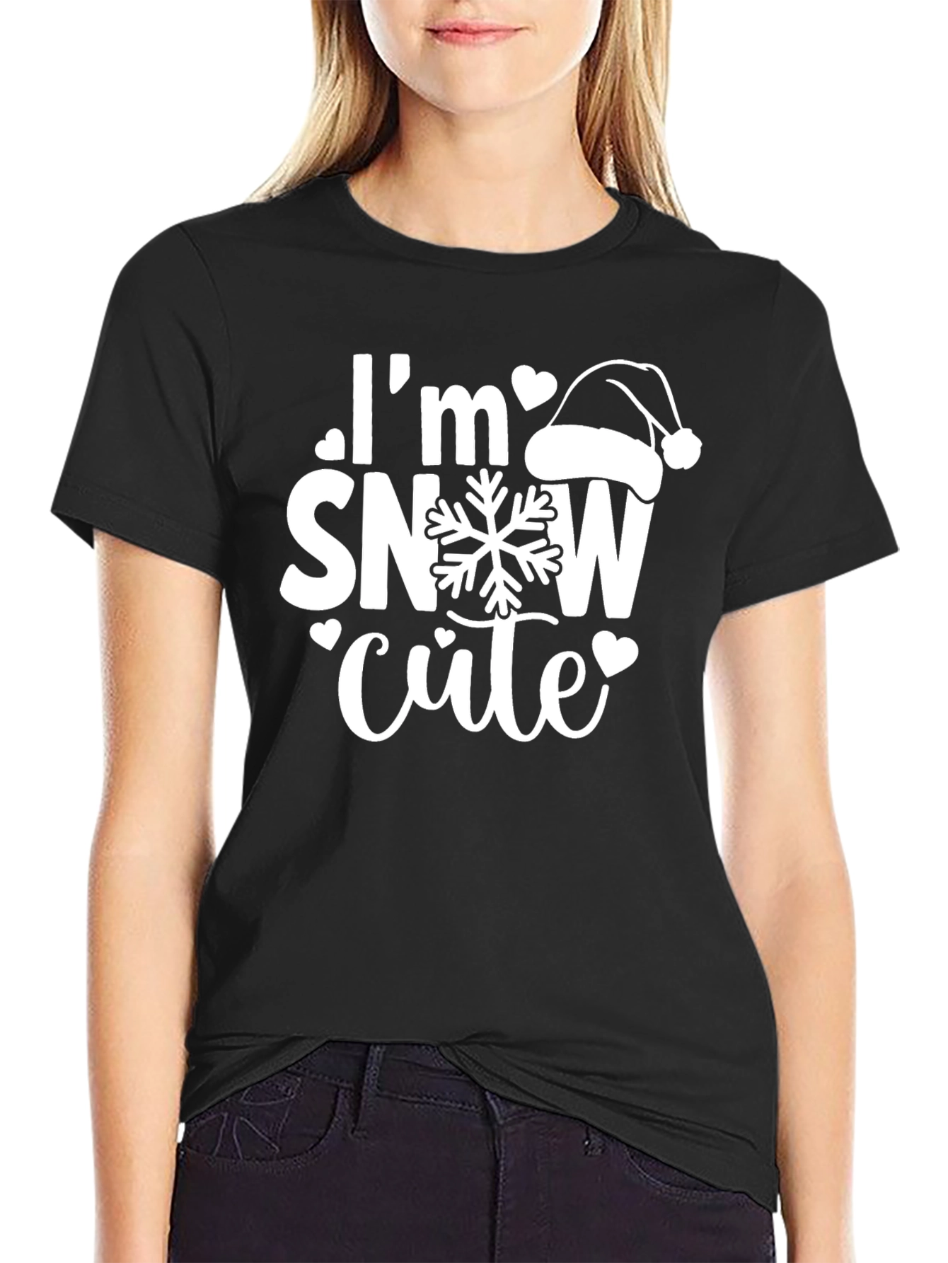 Im Snow Cute Black Graphic T-Shirt