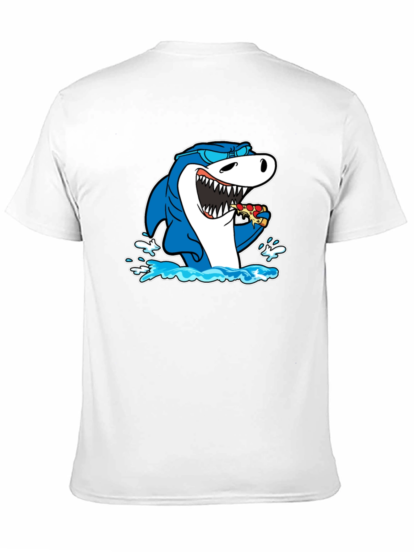 Shark Eating Pizza T-Shirt - Black Cotton Graphic Tee