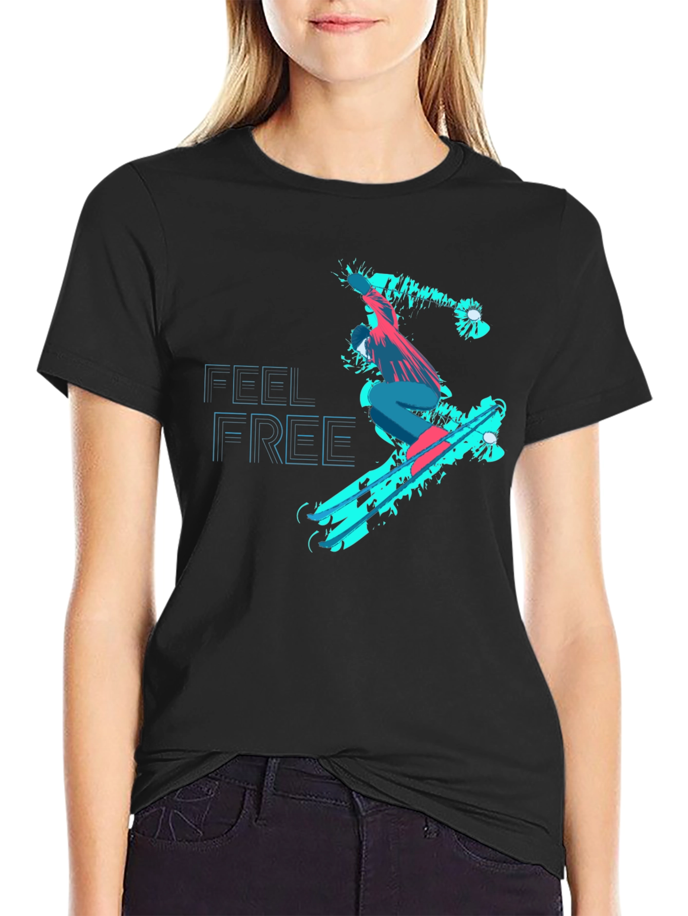 Feel Free Skater Black Graphic Tee
