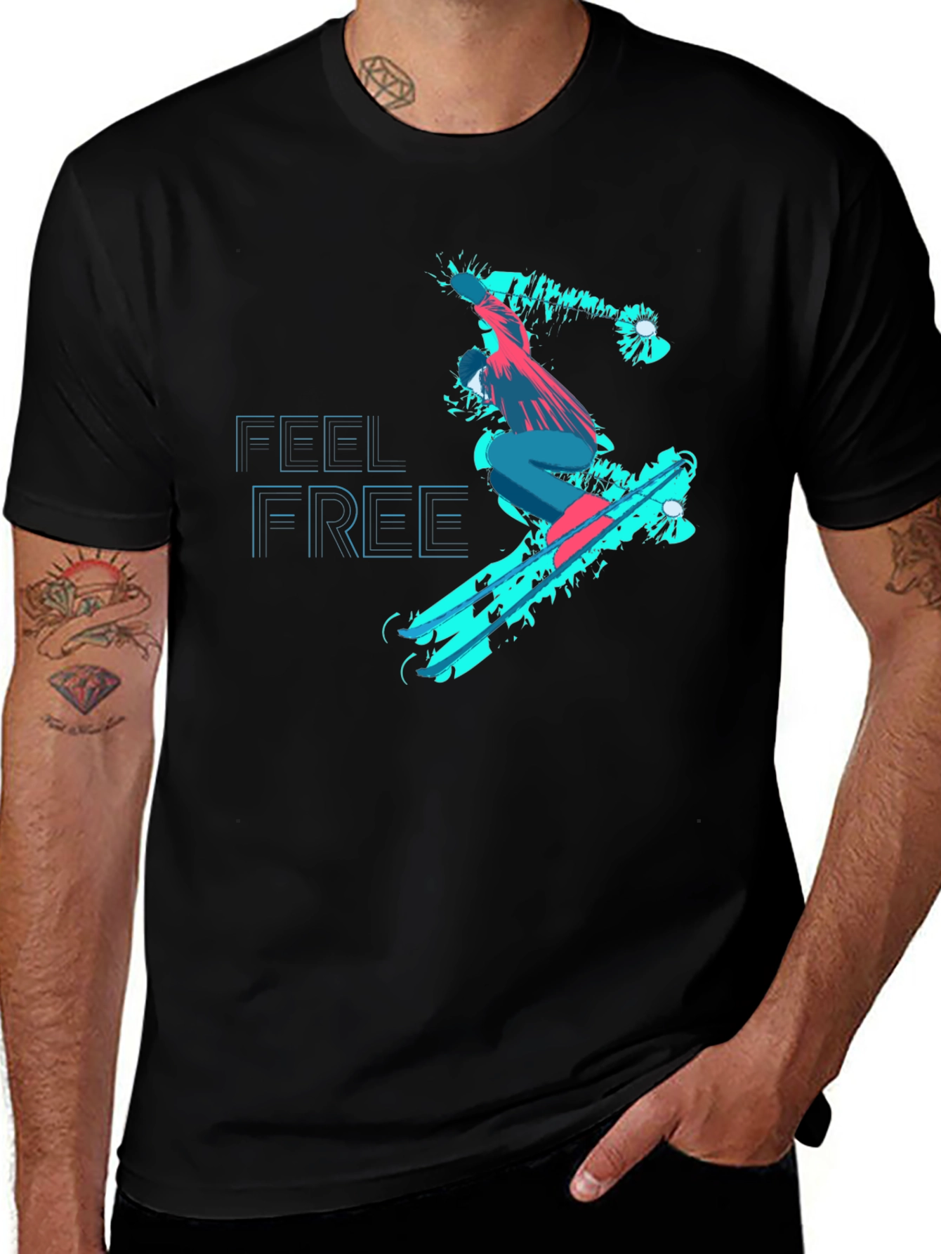 Feel Free Skater Black Graphic Tee