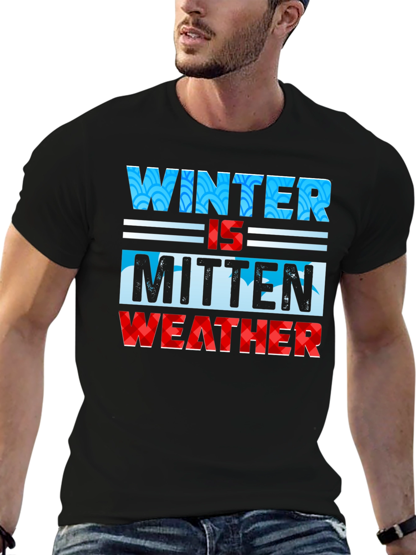 Winter Mitten Weather Black Graphic T-Shirt