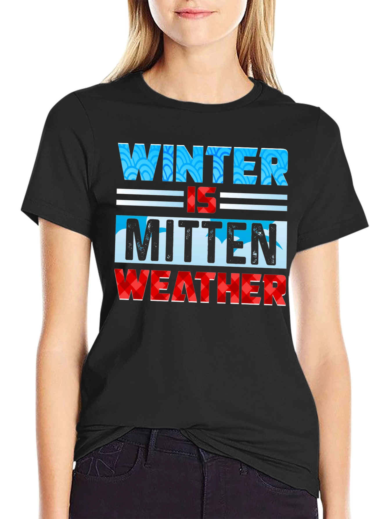 Winter Mitten Weather Black Graphic T-Shirt