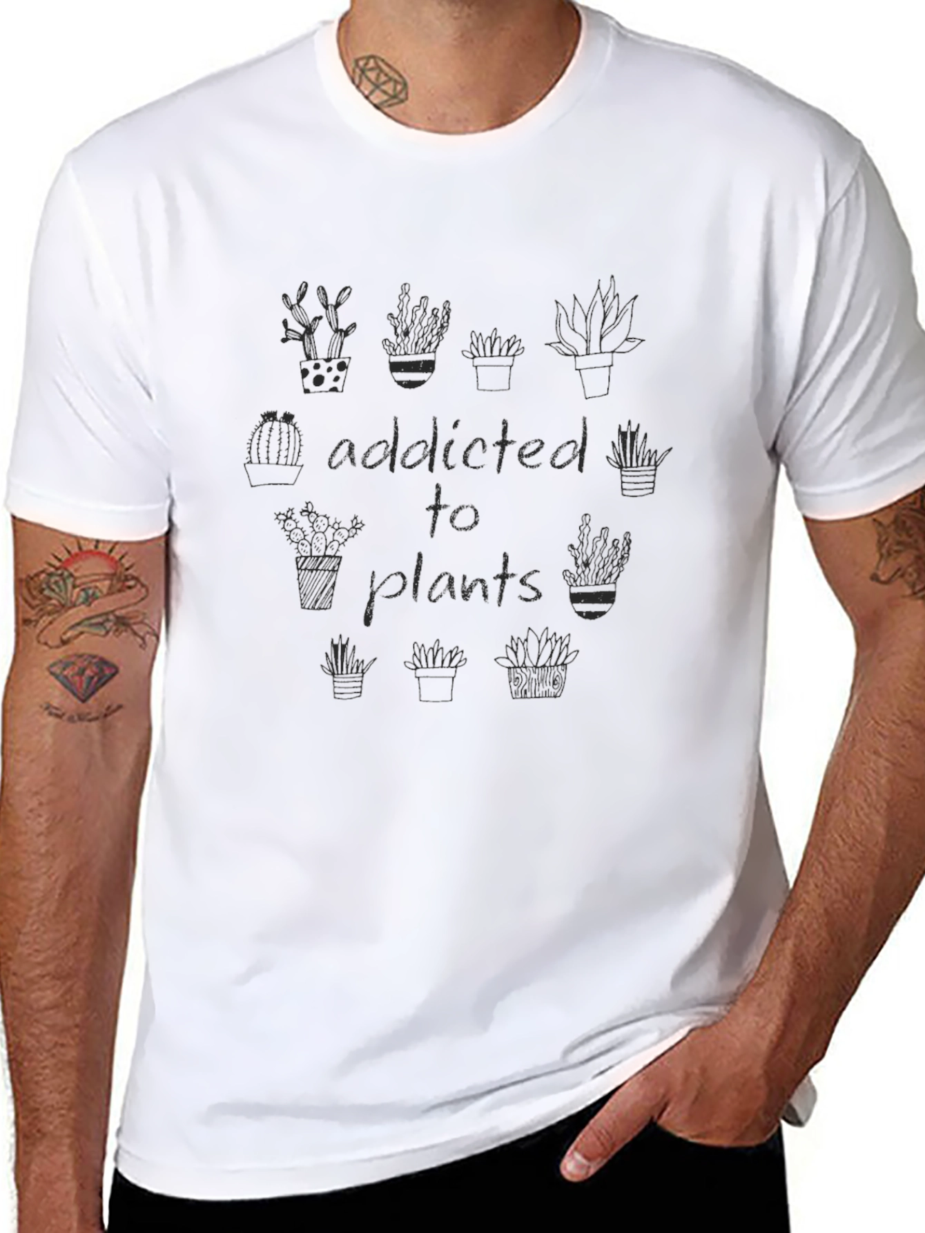 Addicted to Plants Black Graphic T-Shirt