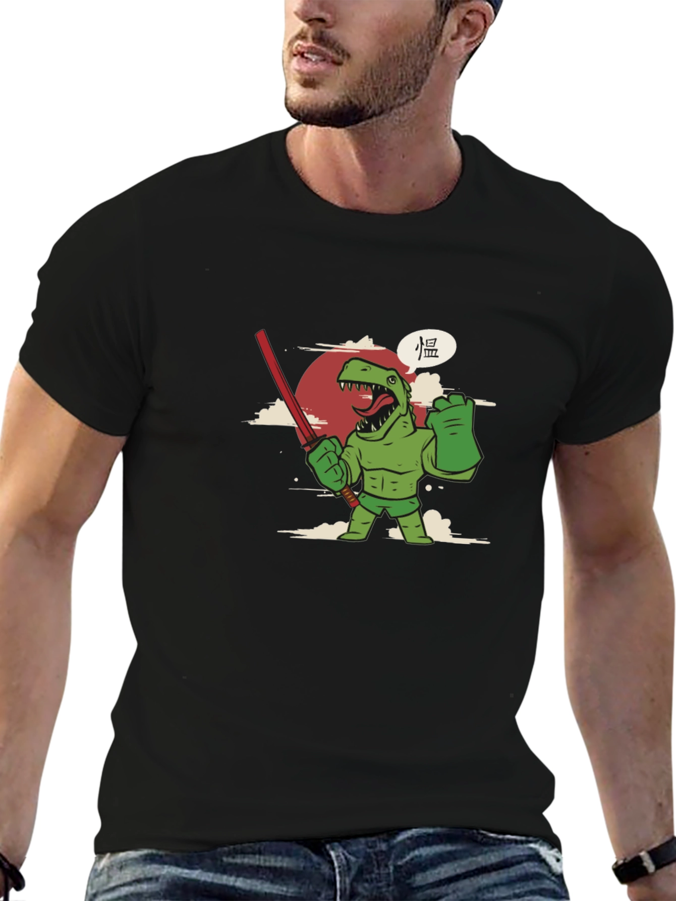 Dino Warrior Graphic Tee - Black