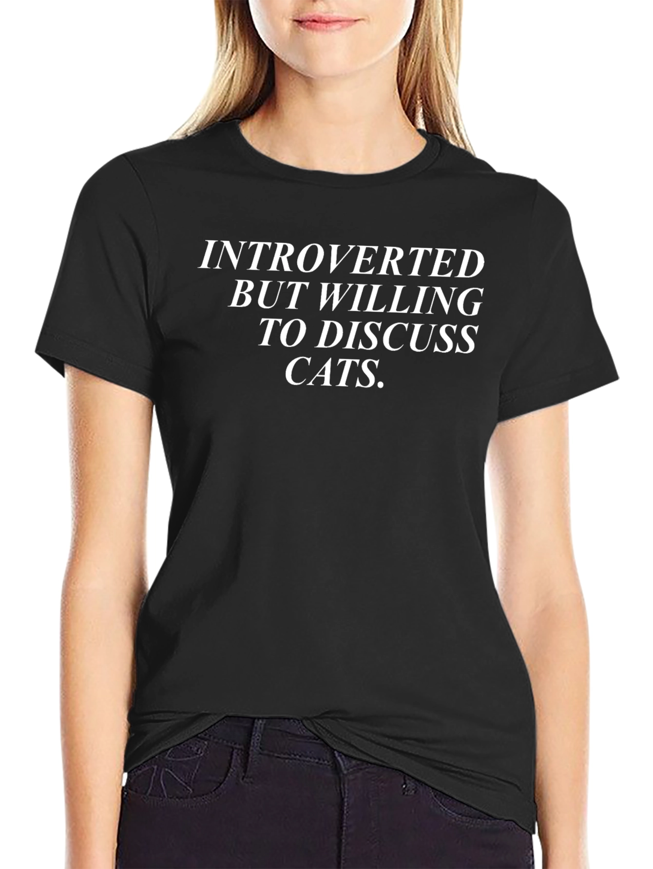 Introverted Cat Lover Tee - Black T-Shirt