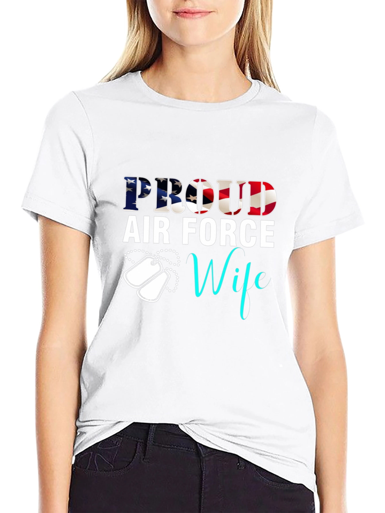Proud Air Force Wife Black T-Shirt