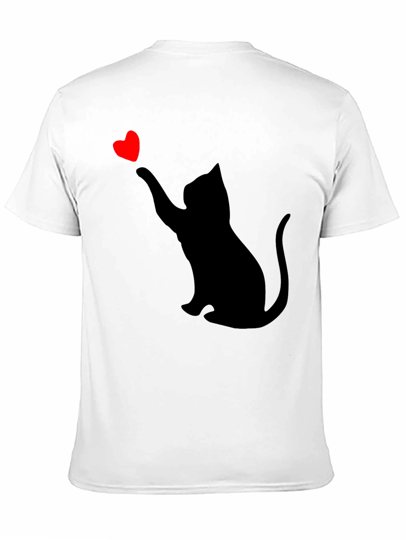 Cat Heart Graphic Tee - Black Casual T-Shirt