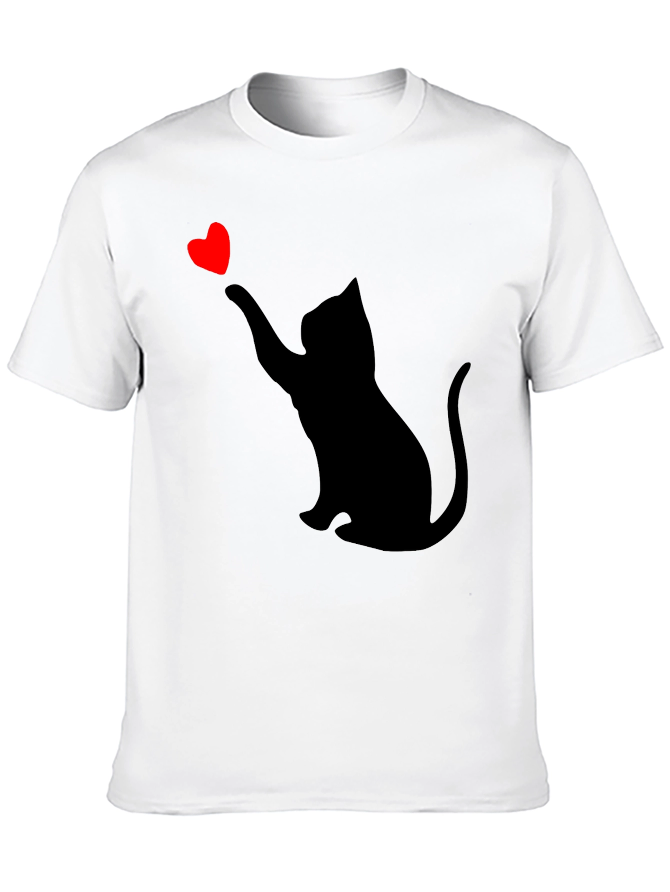Cat Heart Graphic Tee - Black Casual T-Shirt