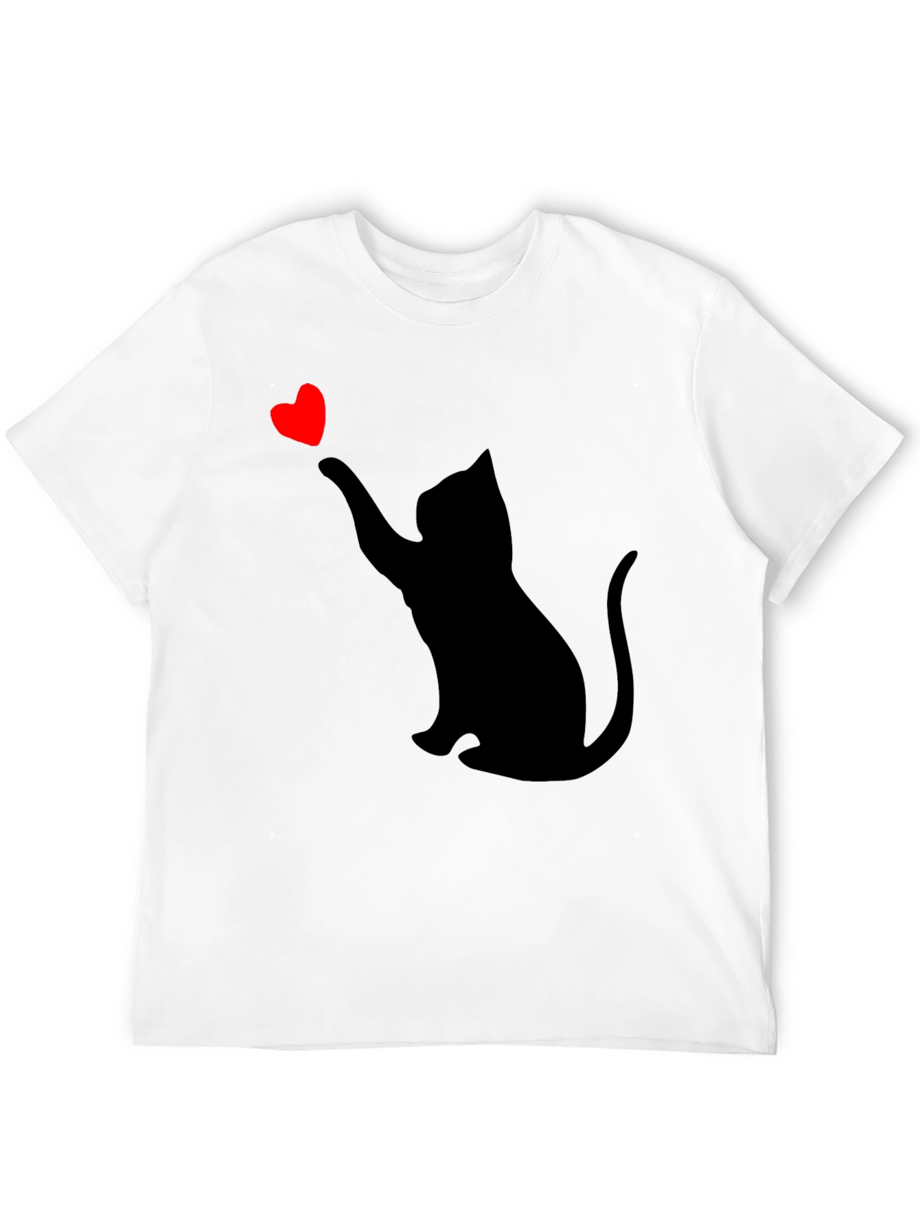 Cat Heart Graphic Tee - Black Casual T-Shirt