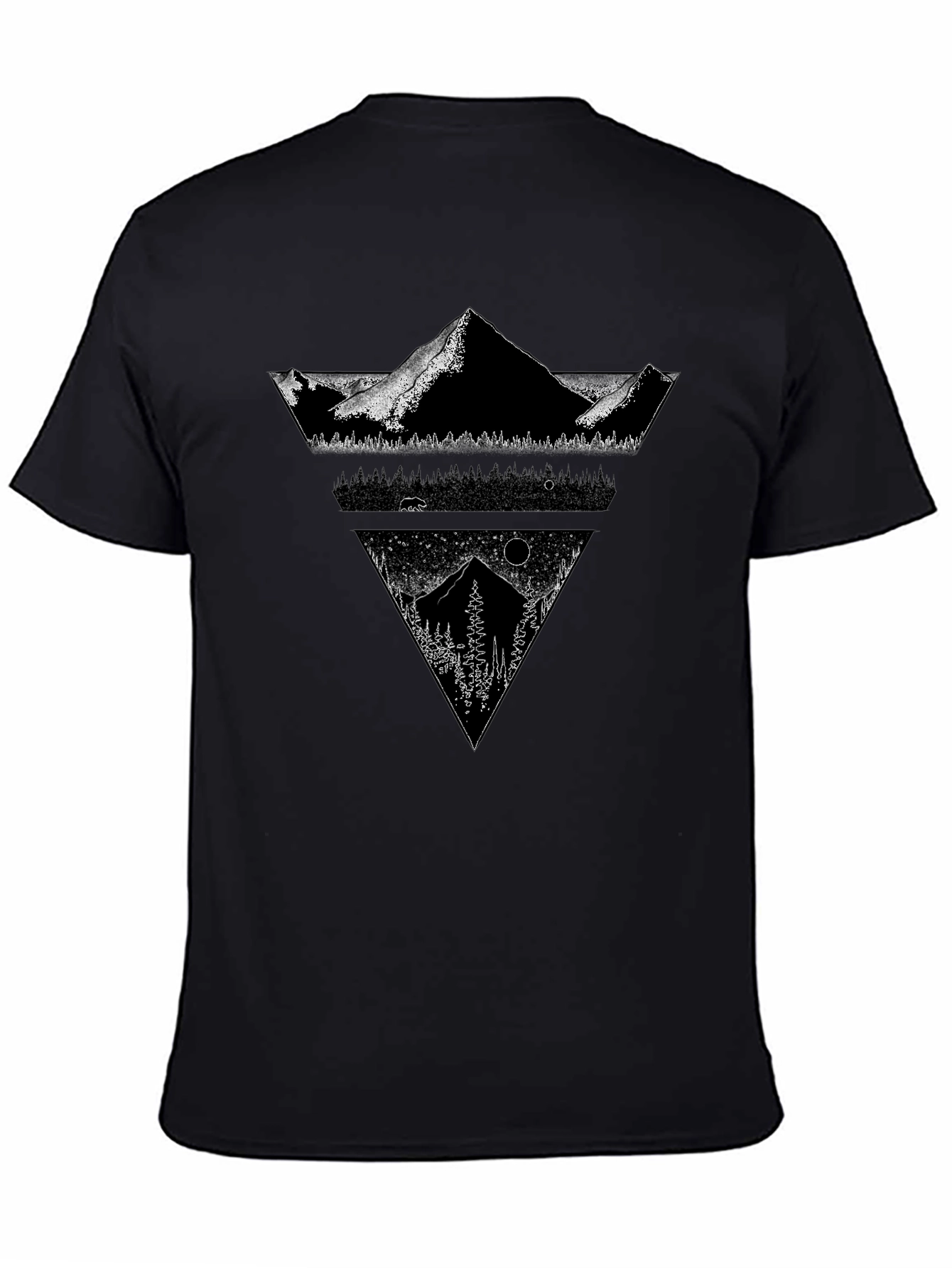 Mountain Geometric Graphic Tee - Black