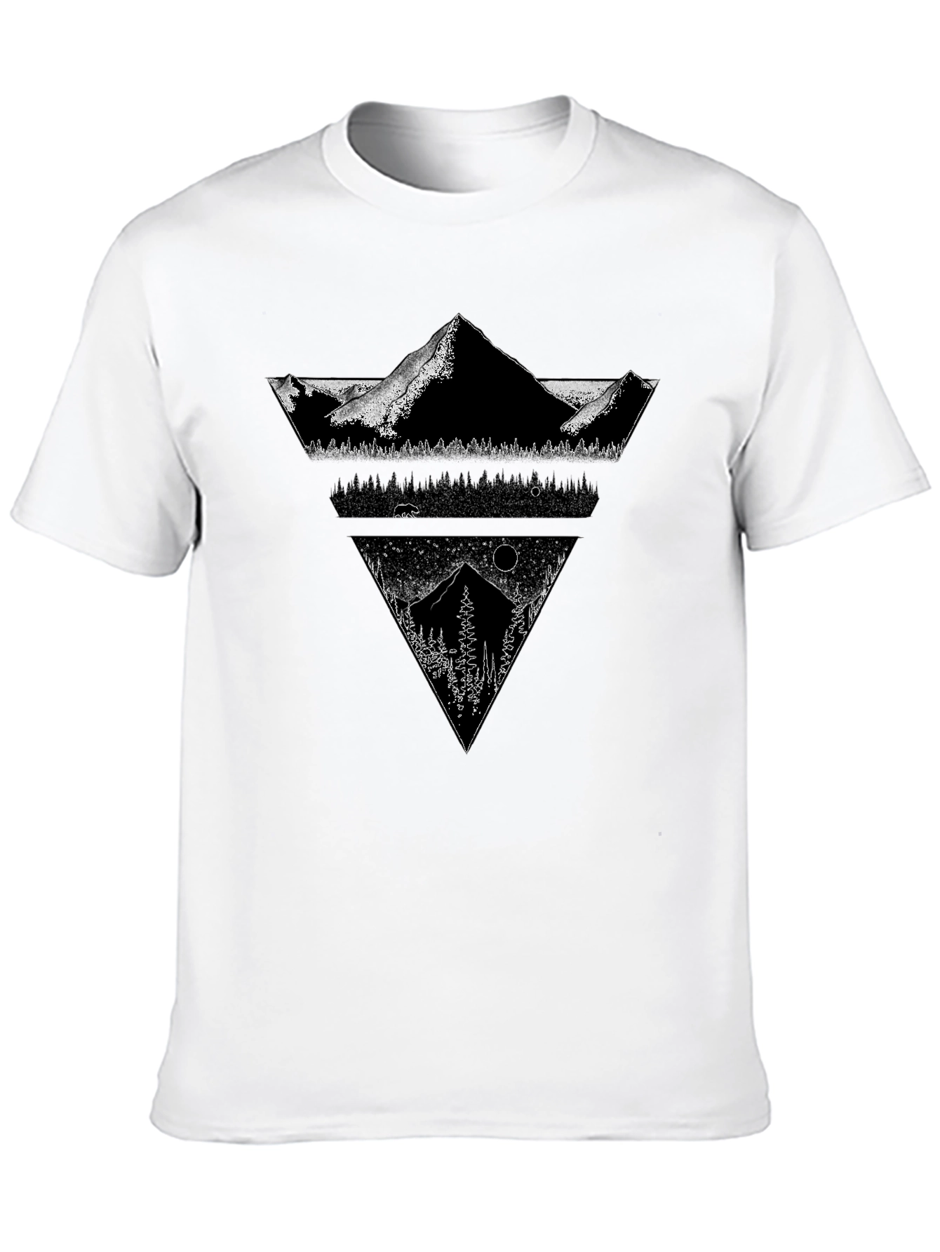 Mountain Geometric Graphic Tee - Black