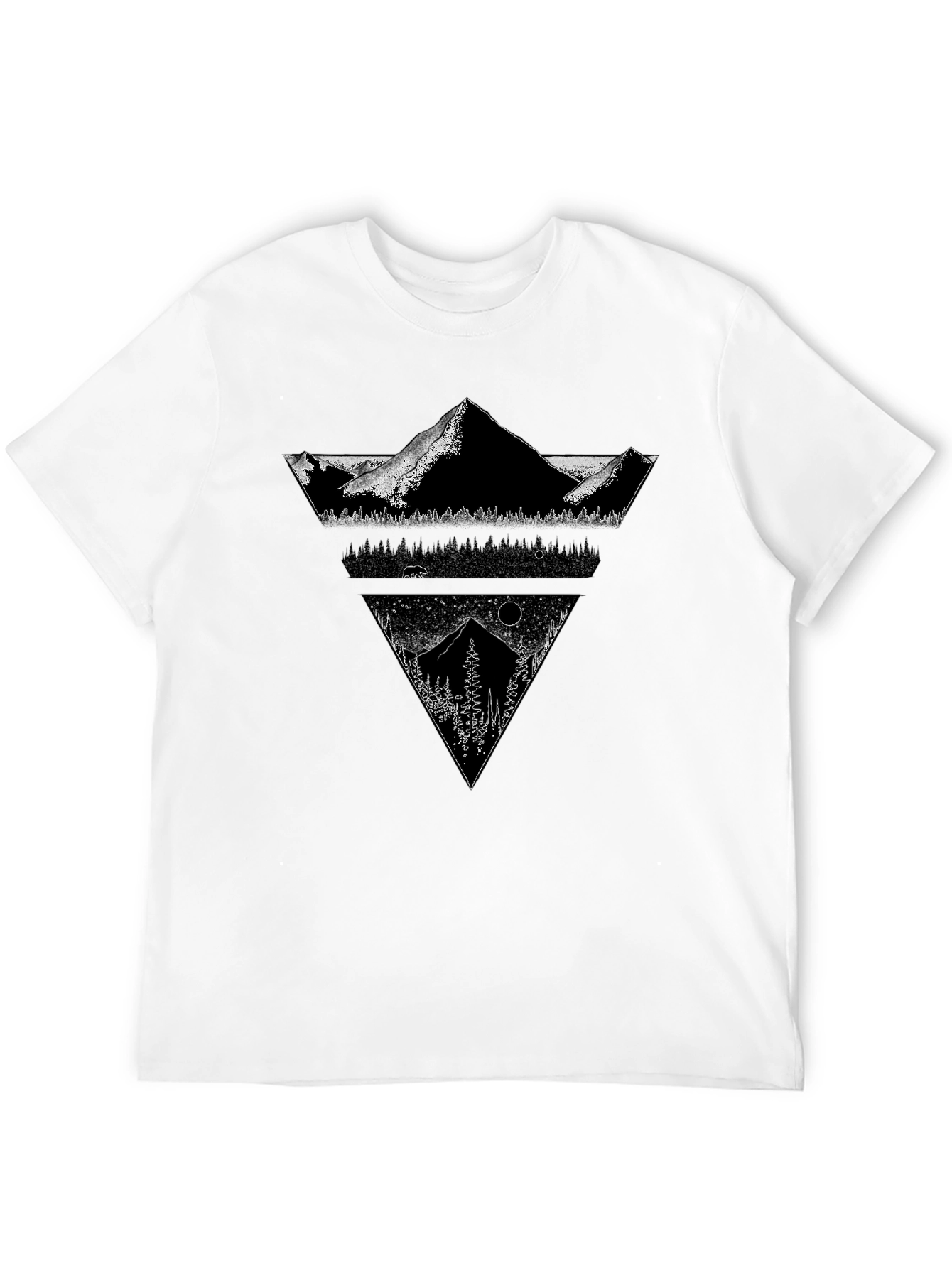 Mountain Geometric Graphic Tee - Black