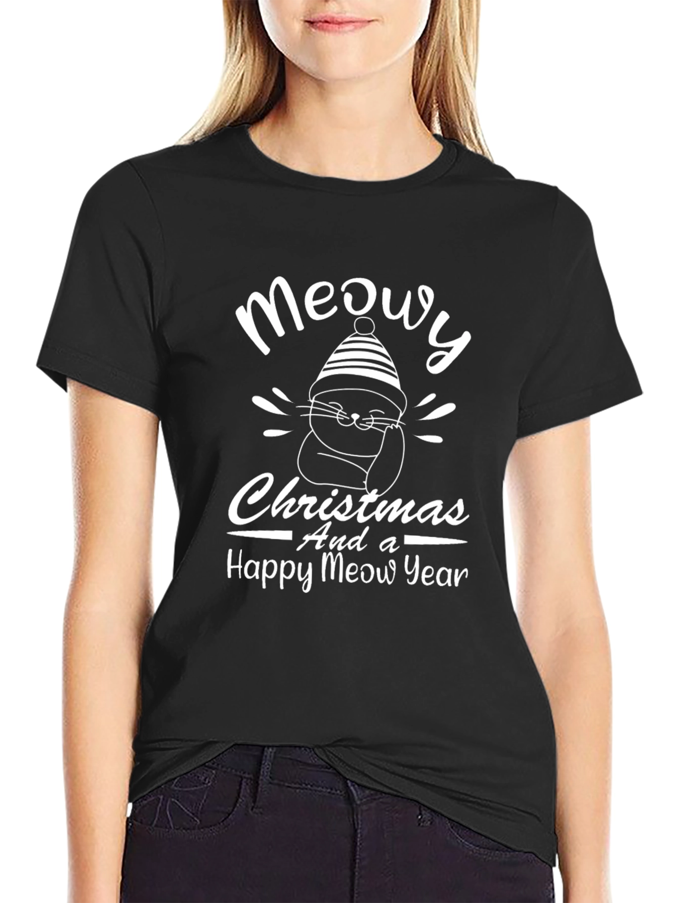 Meowy Christmas Graphic T-Shirt