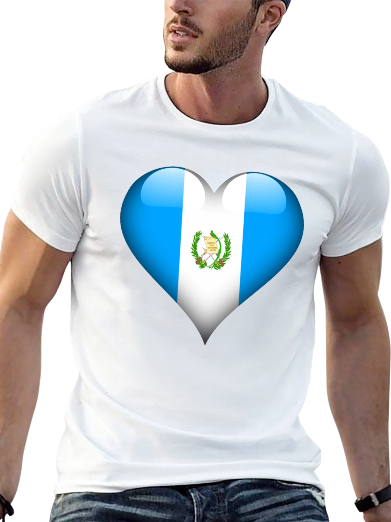 Guatemala Flag Heart T-Shirt - Black