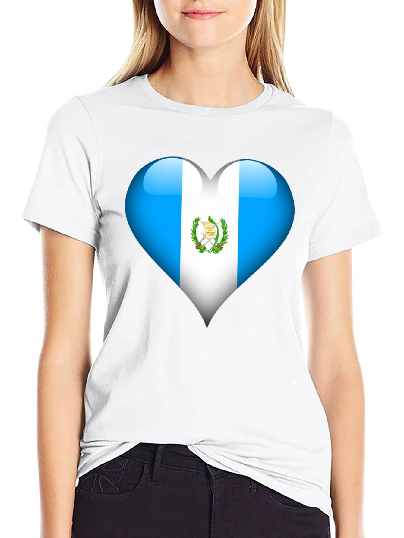 Guatemala Flag Heart T-Shirt - Black