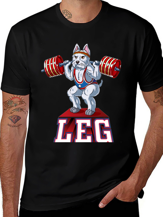Dog Lifting Weights T-Shirt - Leg Day Funny Gym Tee