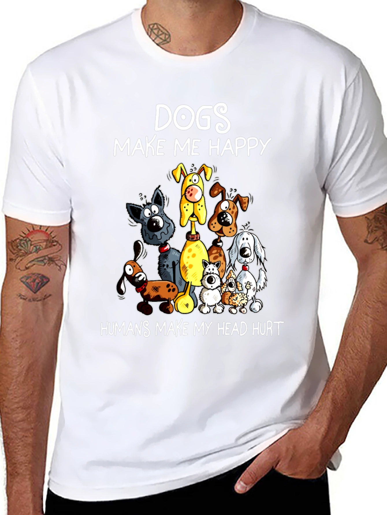 Dogs Make Me Happy Graphic T-Shirt