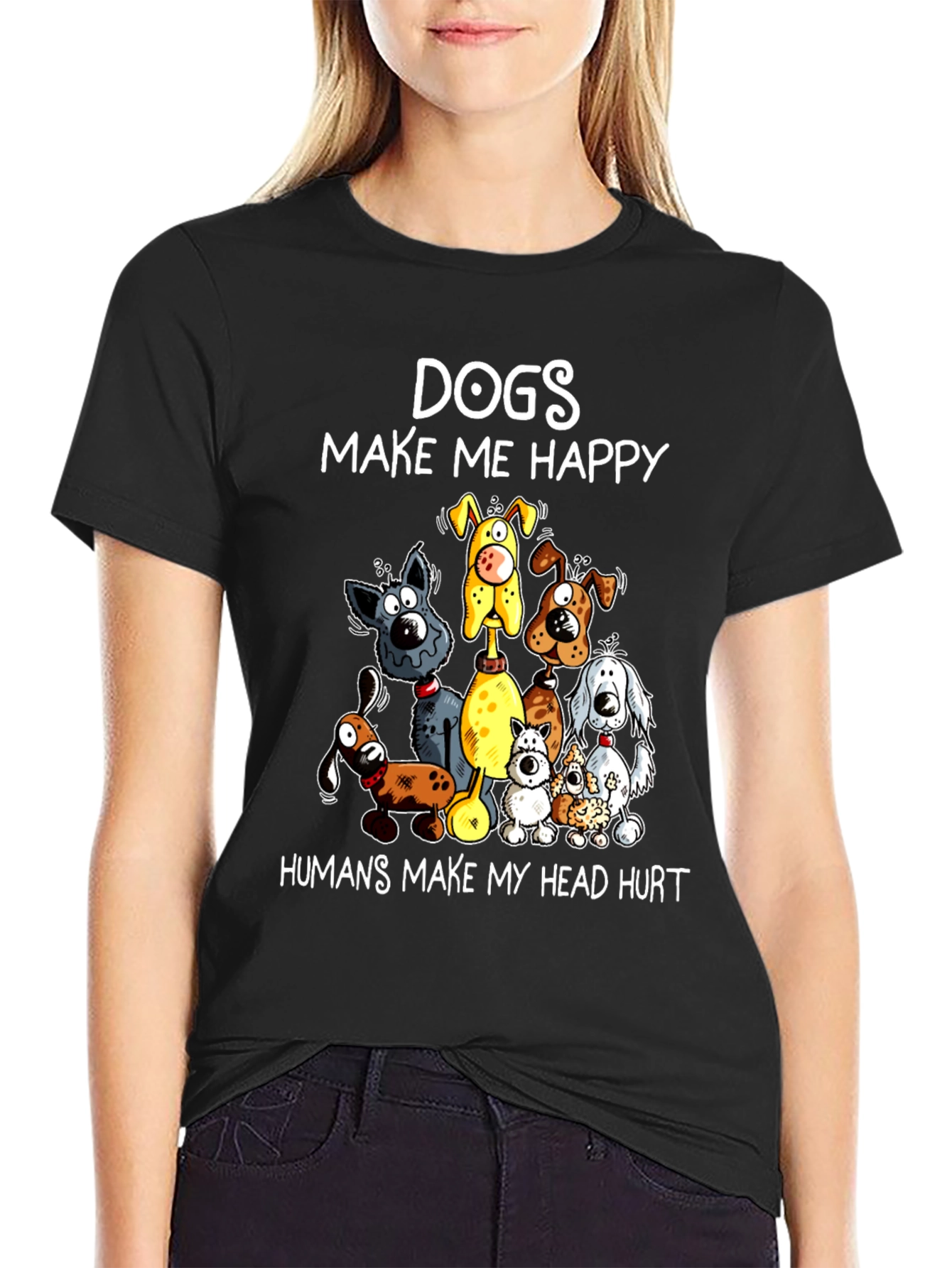 Dogs Make Me Happy Graphic T-Shirt