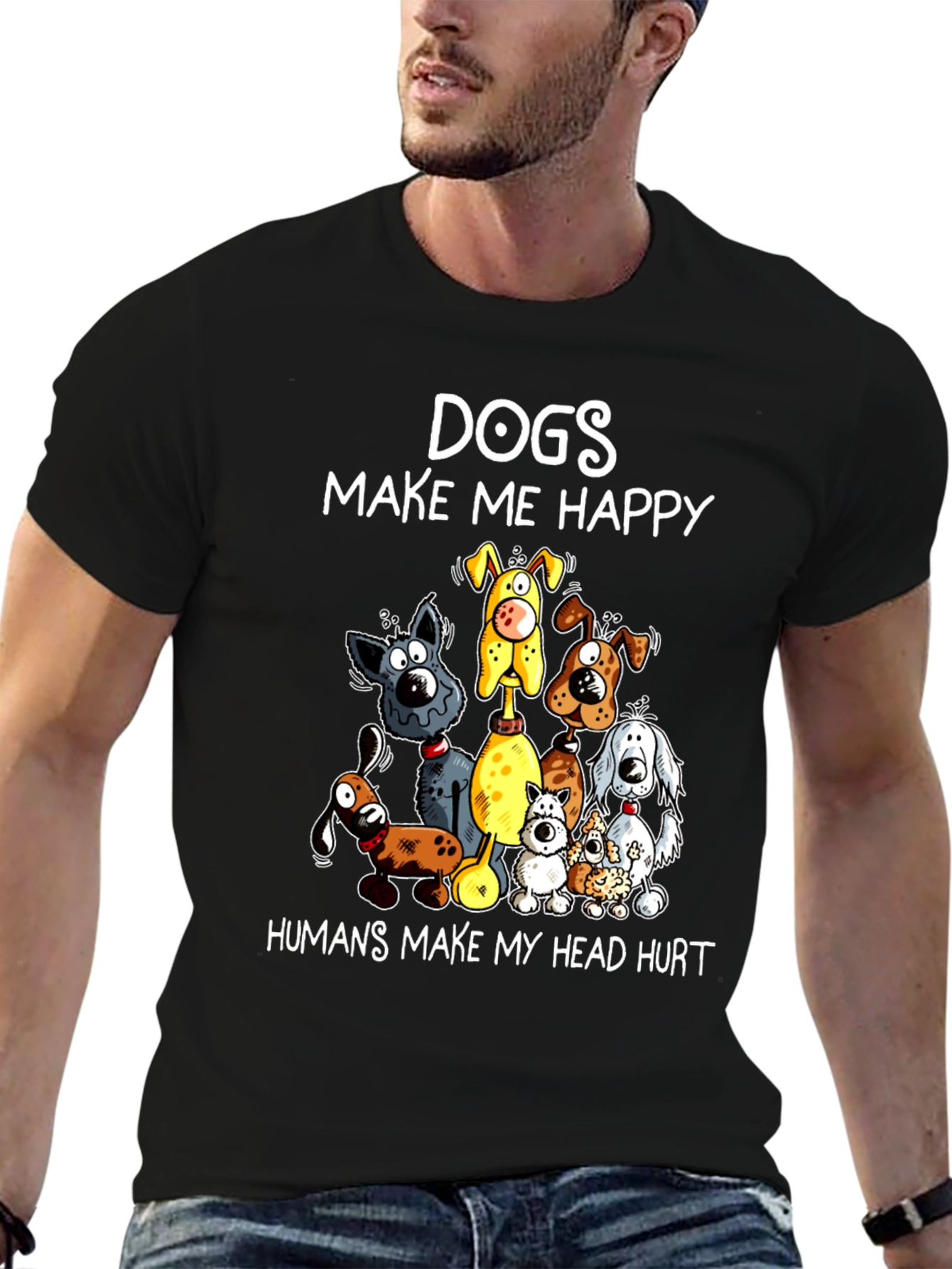 Dogs Make Me Happy Graphic T-Shirt