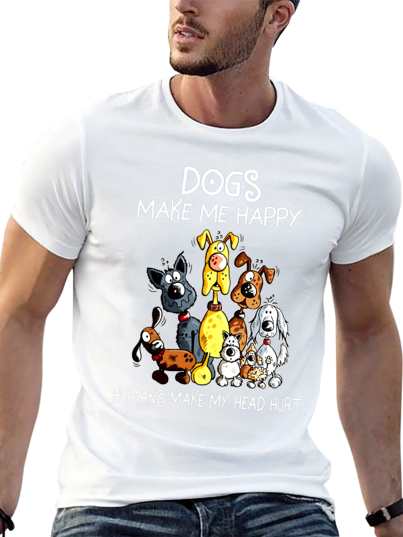 Dogs Make Me Happy Graphic T-Shirt