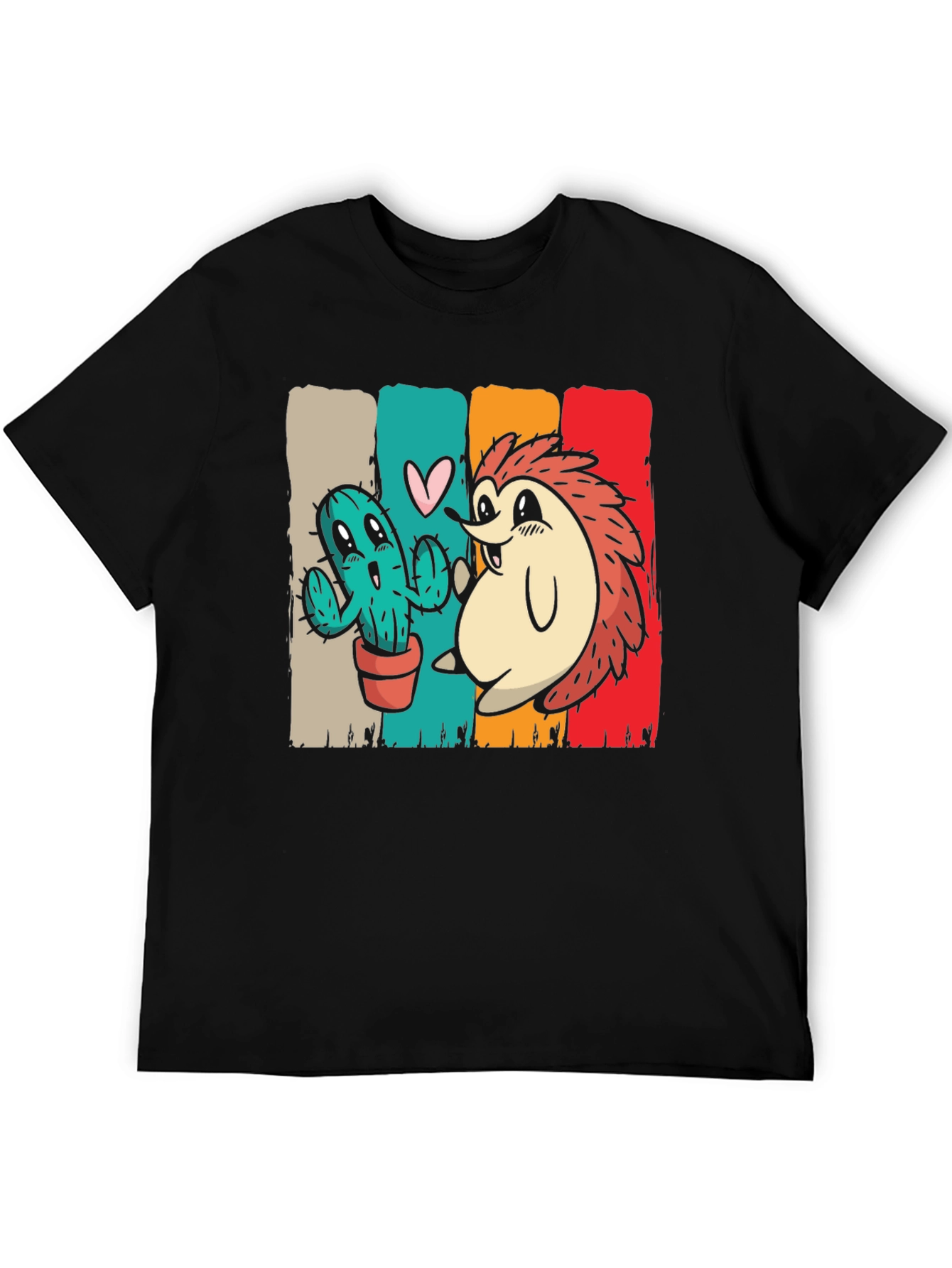 Cactus and Hedgehog Black T-Shirt