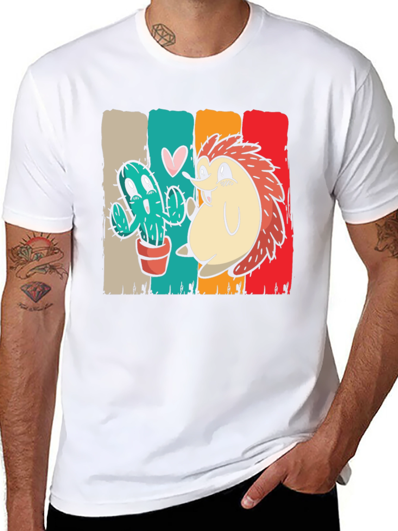 Cactus and Hedgehog Black T-Shirt