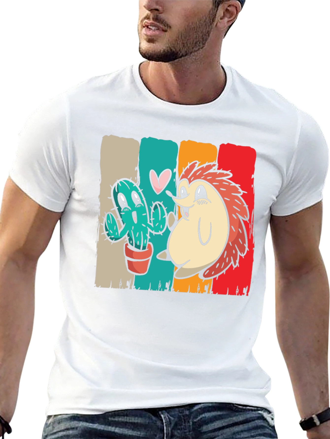 Cactus and Hedgehog Black T-Shirt