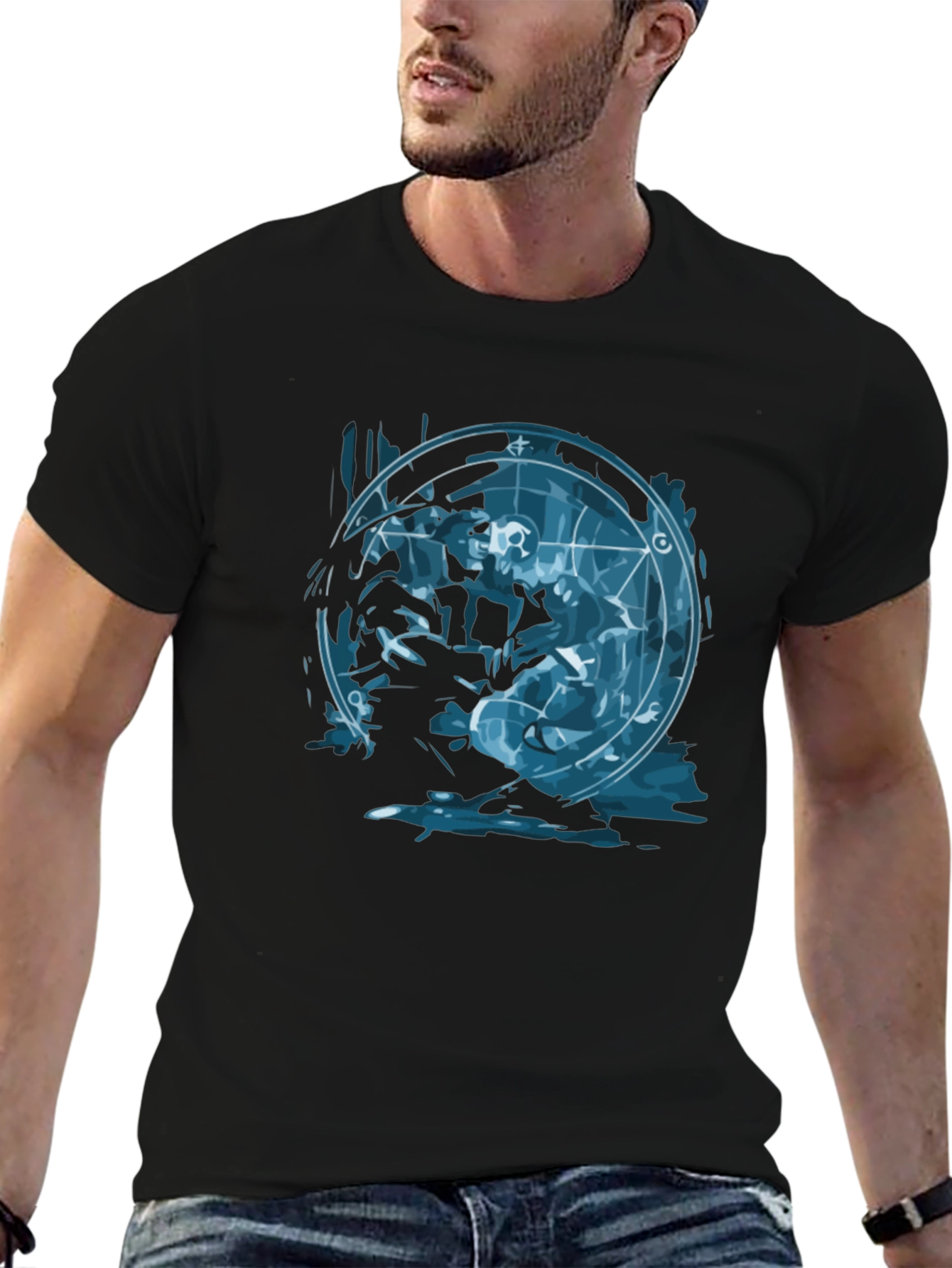Alchemy Circle Graphic Tee - Black Cotton T-Shirt