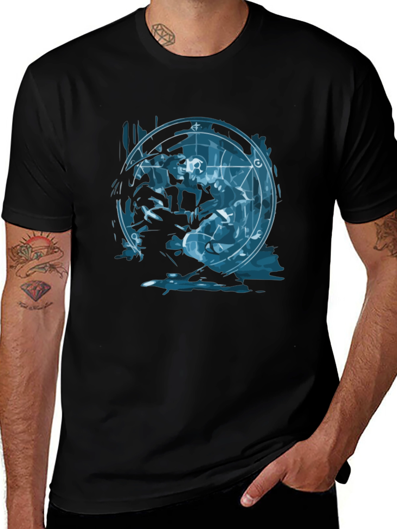 Alchemy Circle Graphic Tee - Black Cotton T-Shirt
