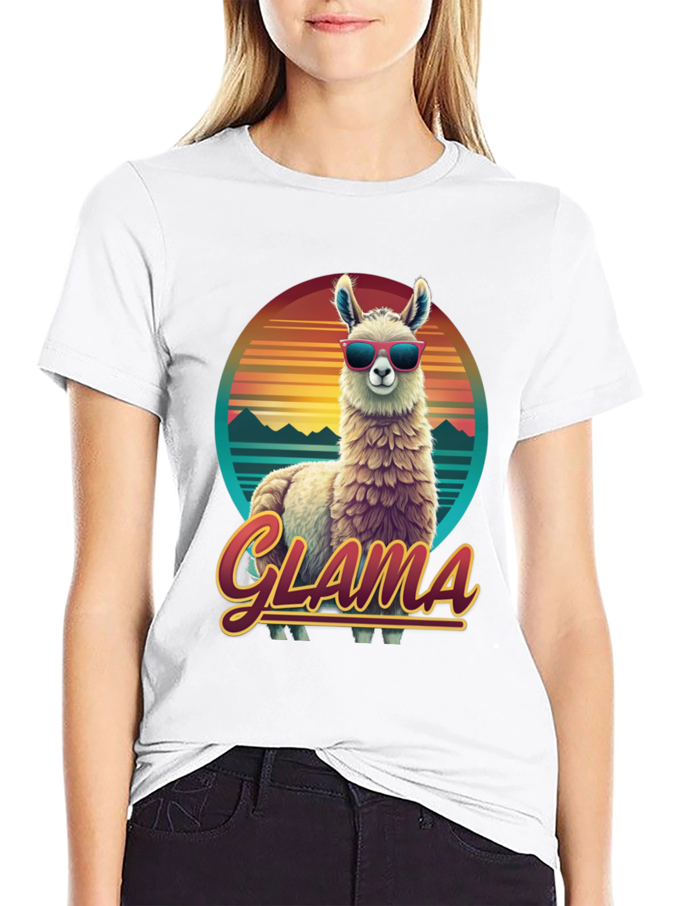 Glamorous Llama Retro T-Shirt