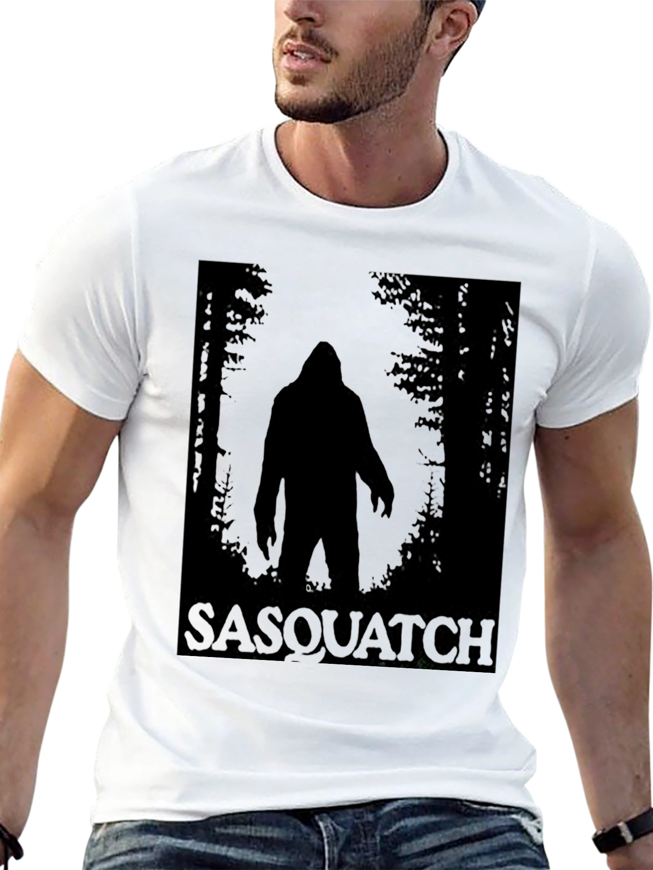 Sasquatch Silhouette Graphic T-Shirt - Black