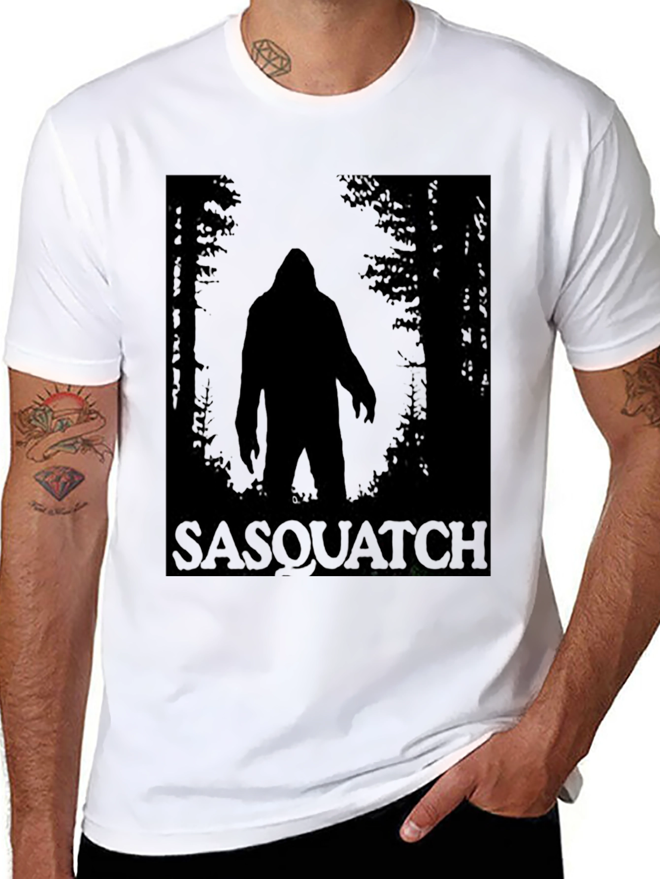 Sasquatch Silhouette Graphic T-Shirt - Black