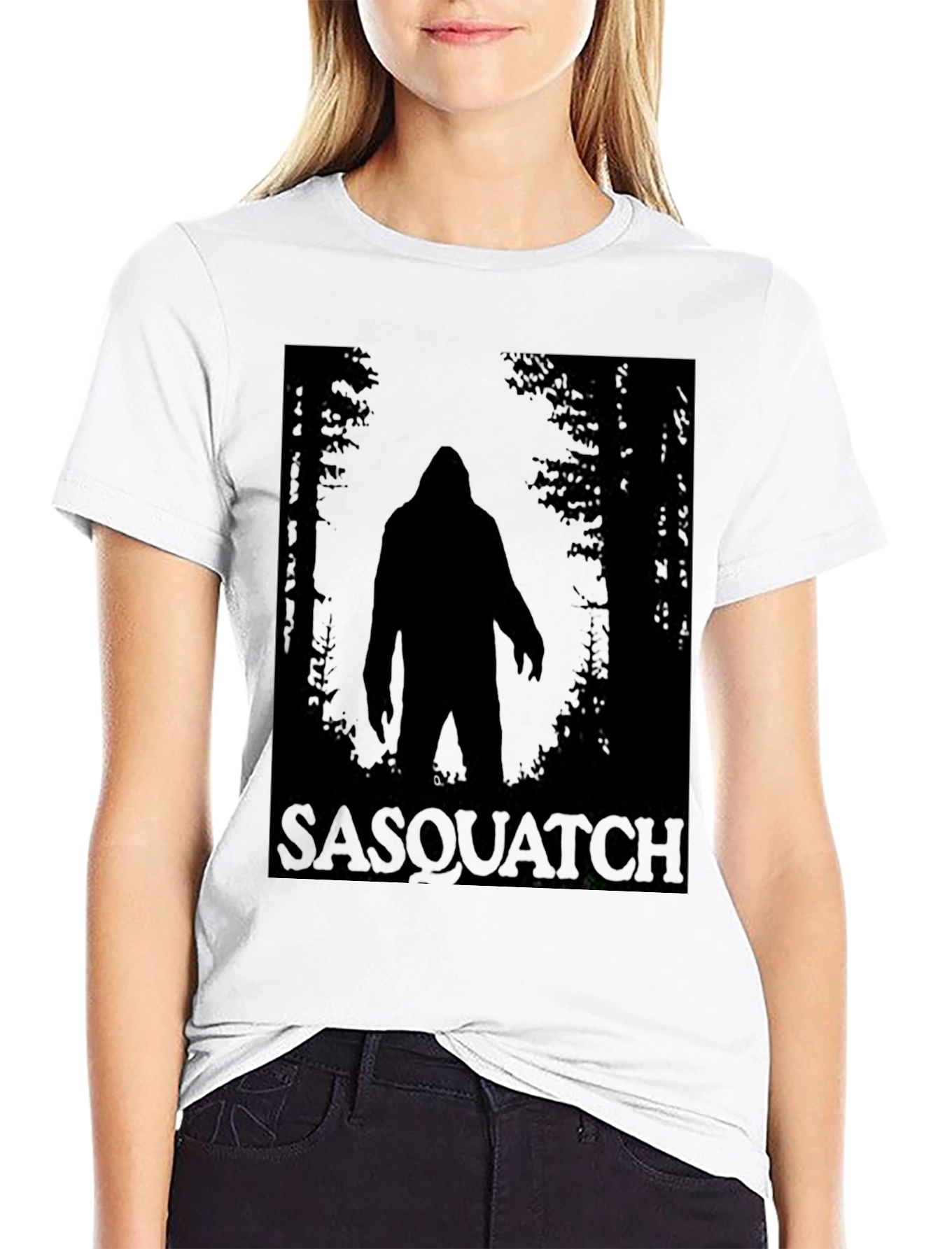 Sasquatch Silhouette Graphic T-Shirt - Black