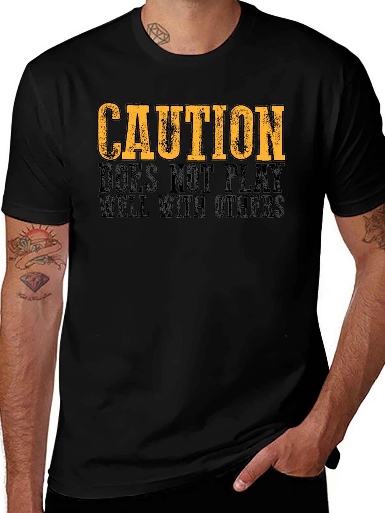 Caution T-Shirt - Does Not Play Well With Others