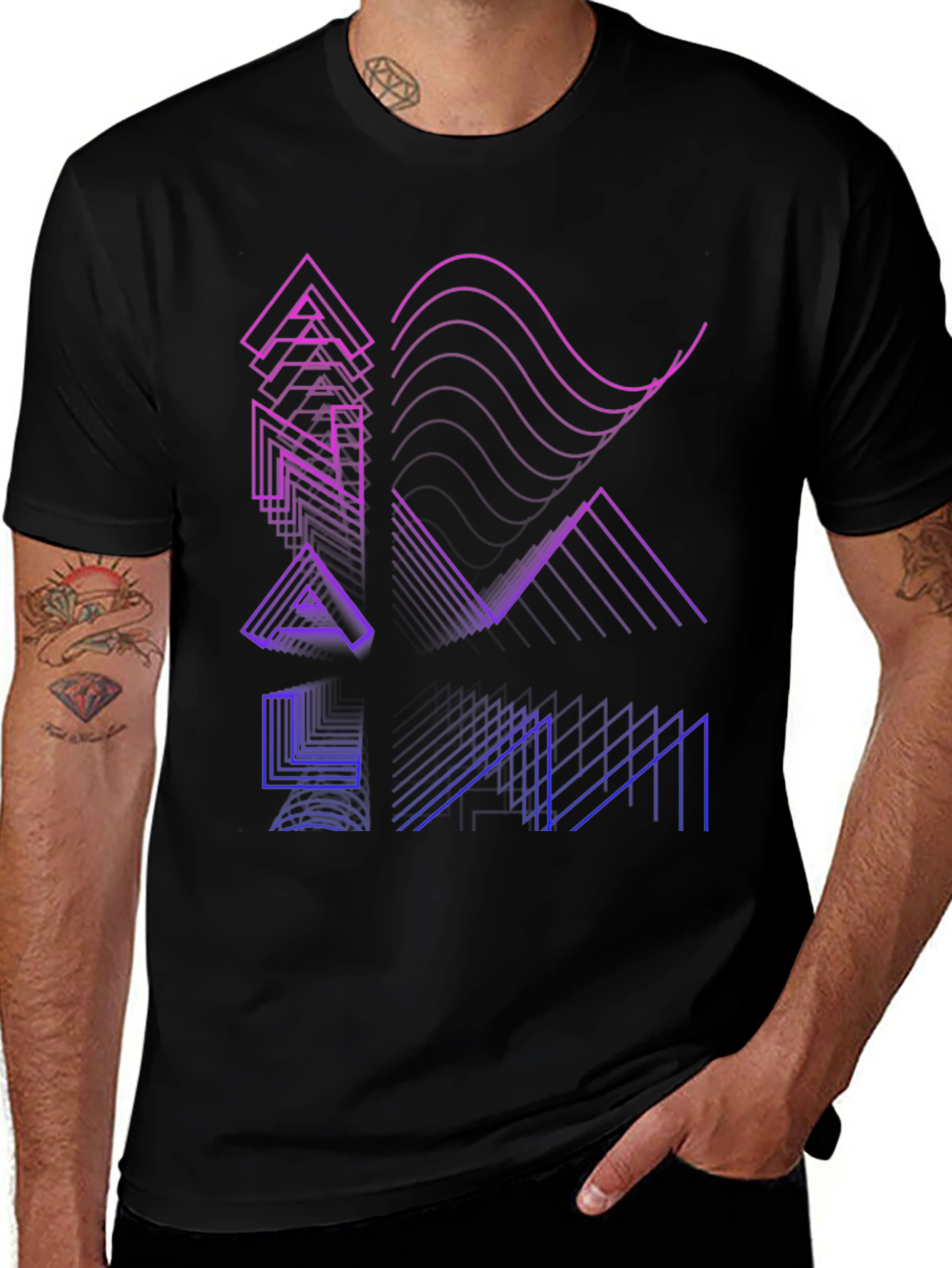 Abstract Graphic Tee - Modern Black T-Shirt