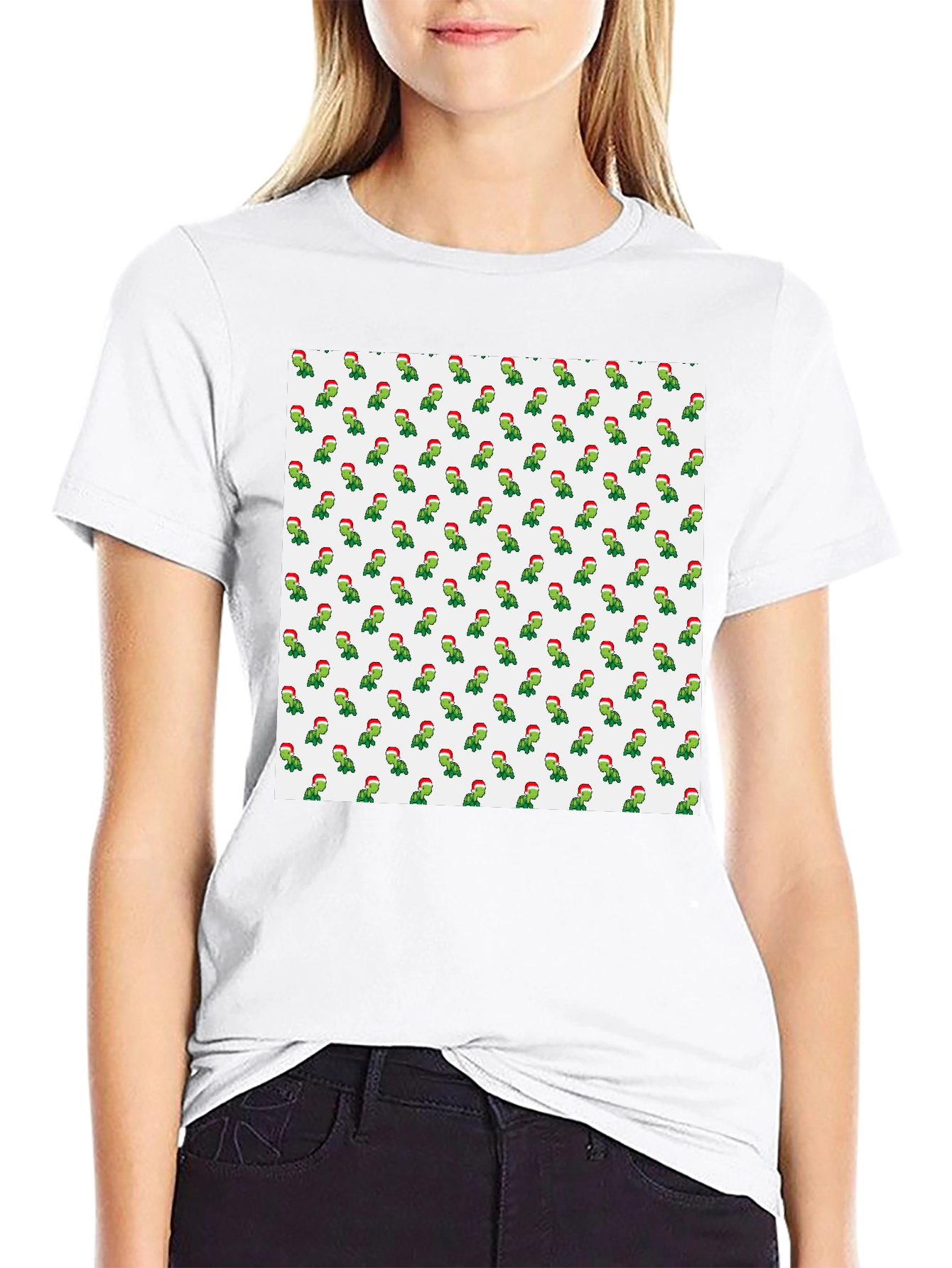 Festive Dino T-Shirt - Holiday Rex Pattern