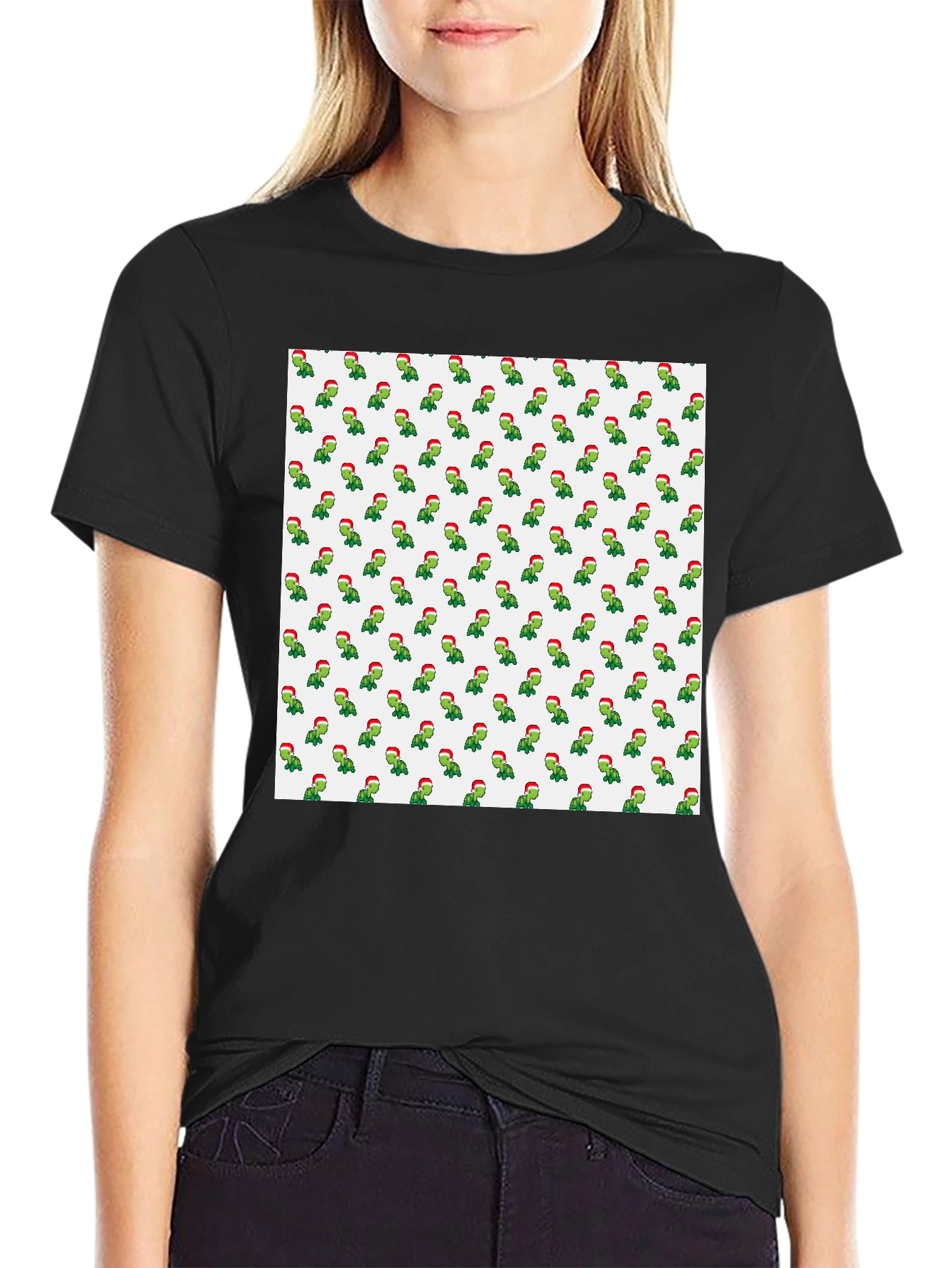 Festive Dino T-Shirt - Holiday Rex Pattern