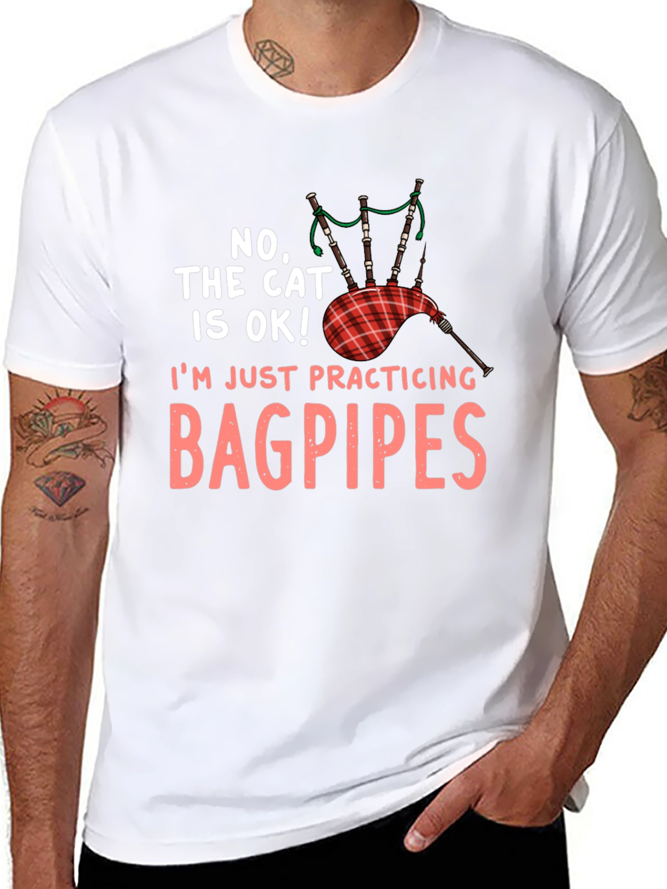 Bagpipes T-Shirt - Cat Is OK! Musician Tee