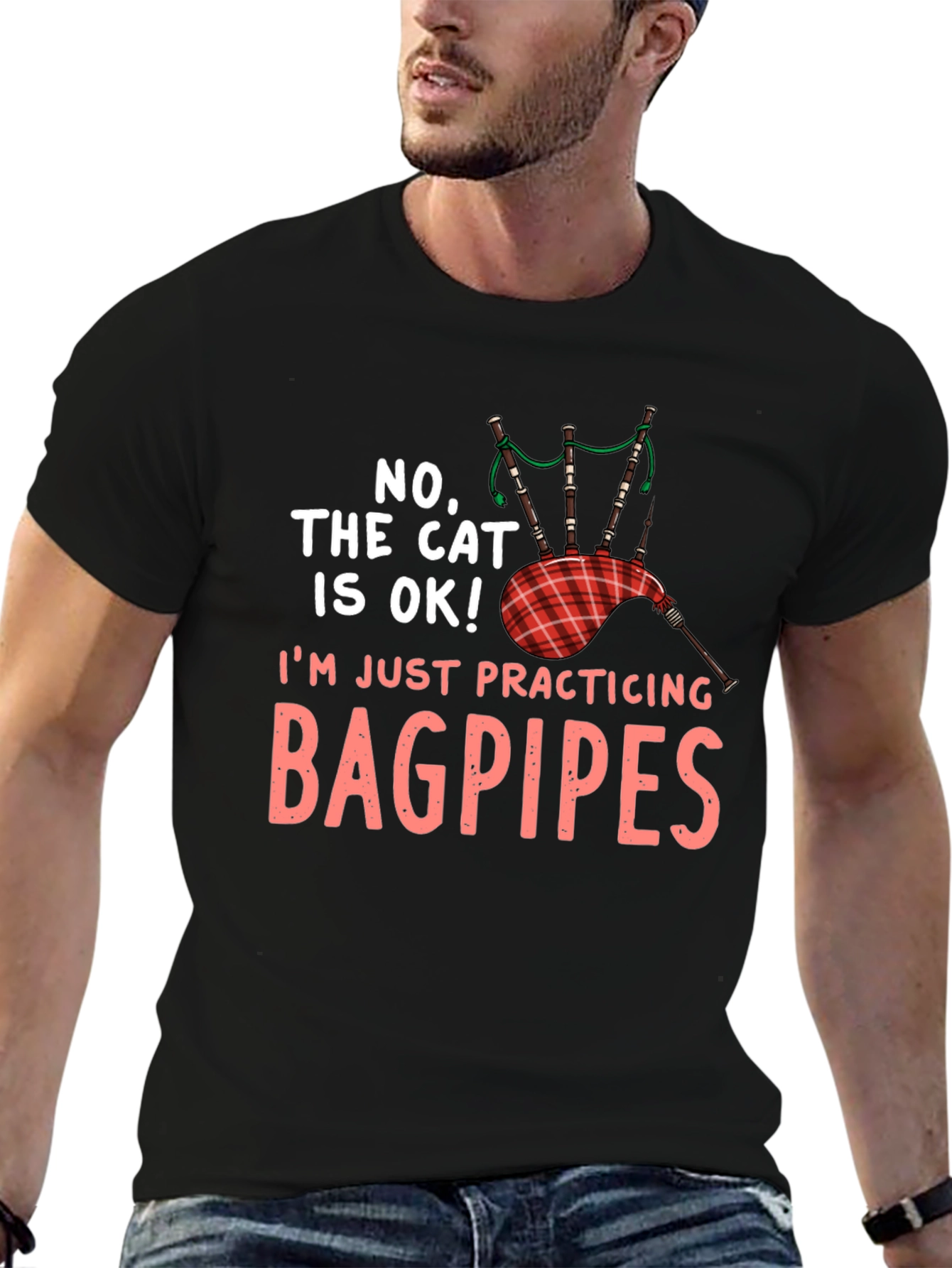 Bagpipes T-Shirt - Cat Is OK! Musician Tee