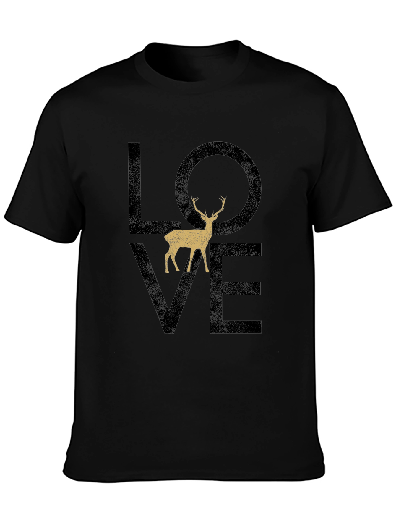 Love Deer Graphic T-Shirt - Casual Black Tee