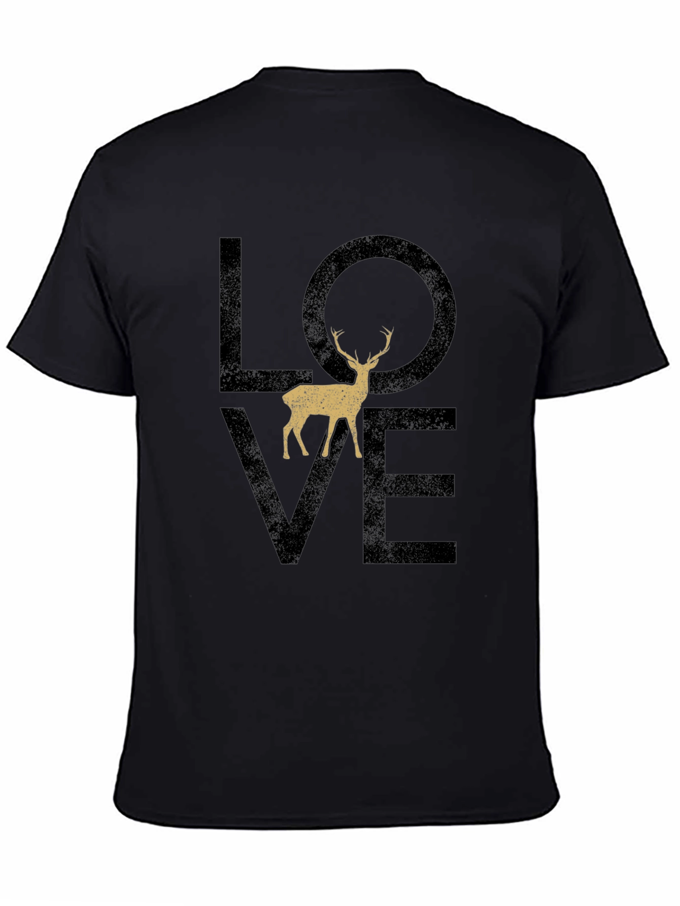 Love Deer Graphic T-Shirt - Casual Black Tee
