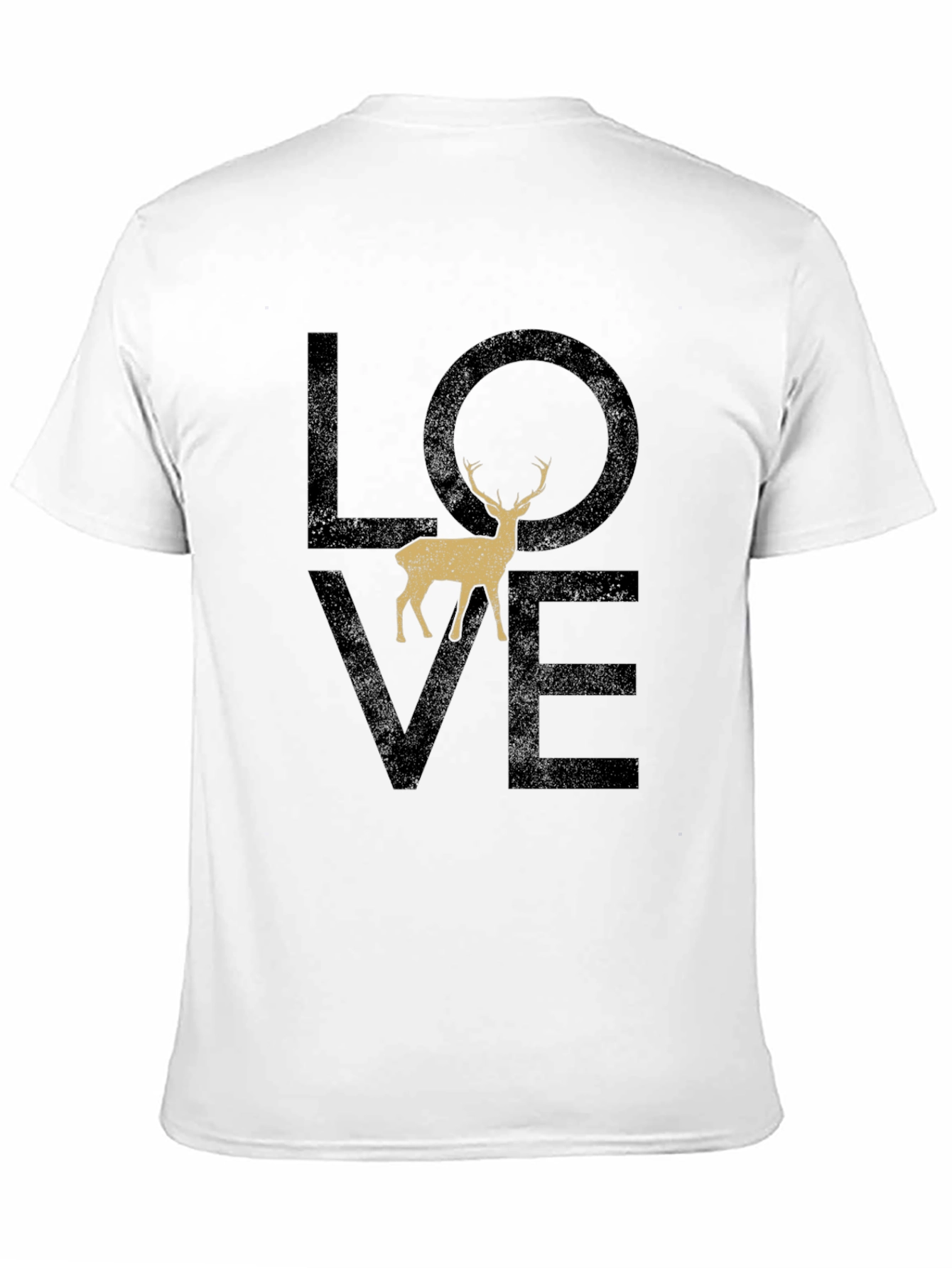 Love Deer Graphic T-Shirt - Casual Black Tee