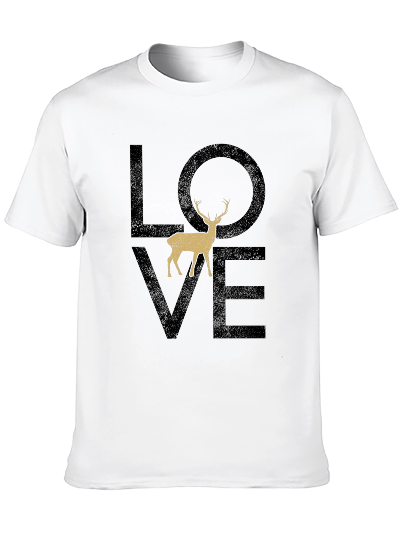 Love Deer Graphic T-Shirt - Casual Black Tee